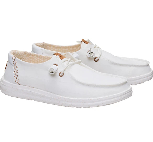 HEY DUDE Women’s Wendy Core Chambray Shoes White All SIze, New