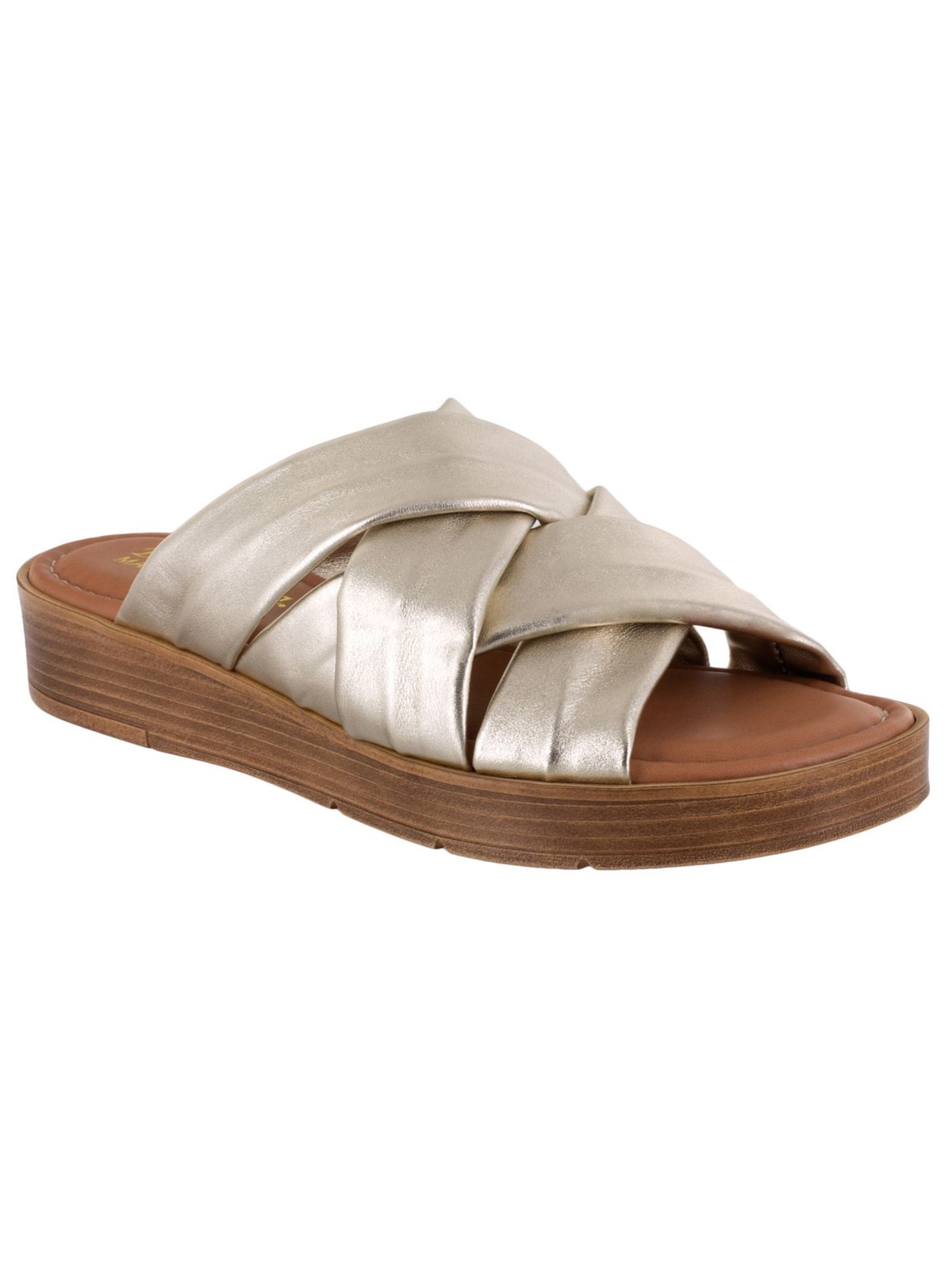 BELLA VITA Womens Gold 0.5″ Platform Tor-italy Wedge Slide Sals 8.5 M