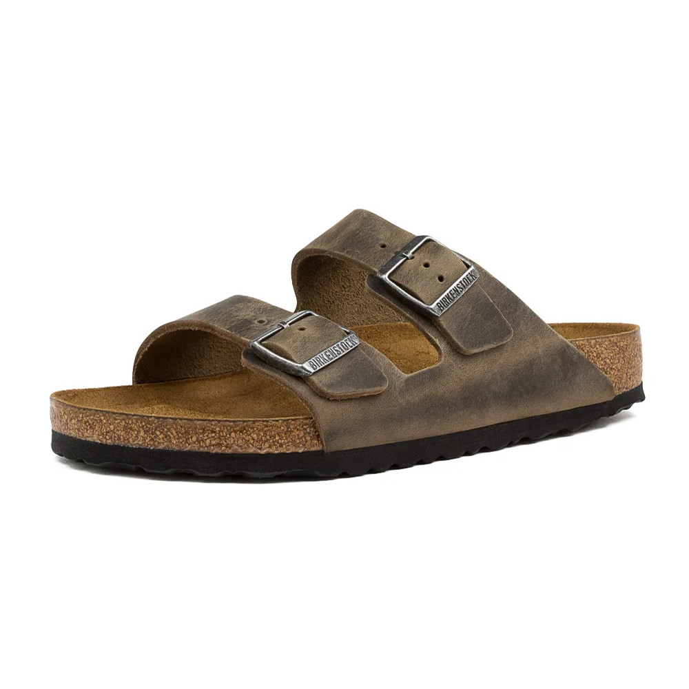 Birkenstock Arizona Faded Khaki Oiled Leather Two-Strap Sandals Women’s Shoes