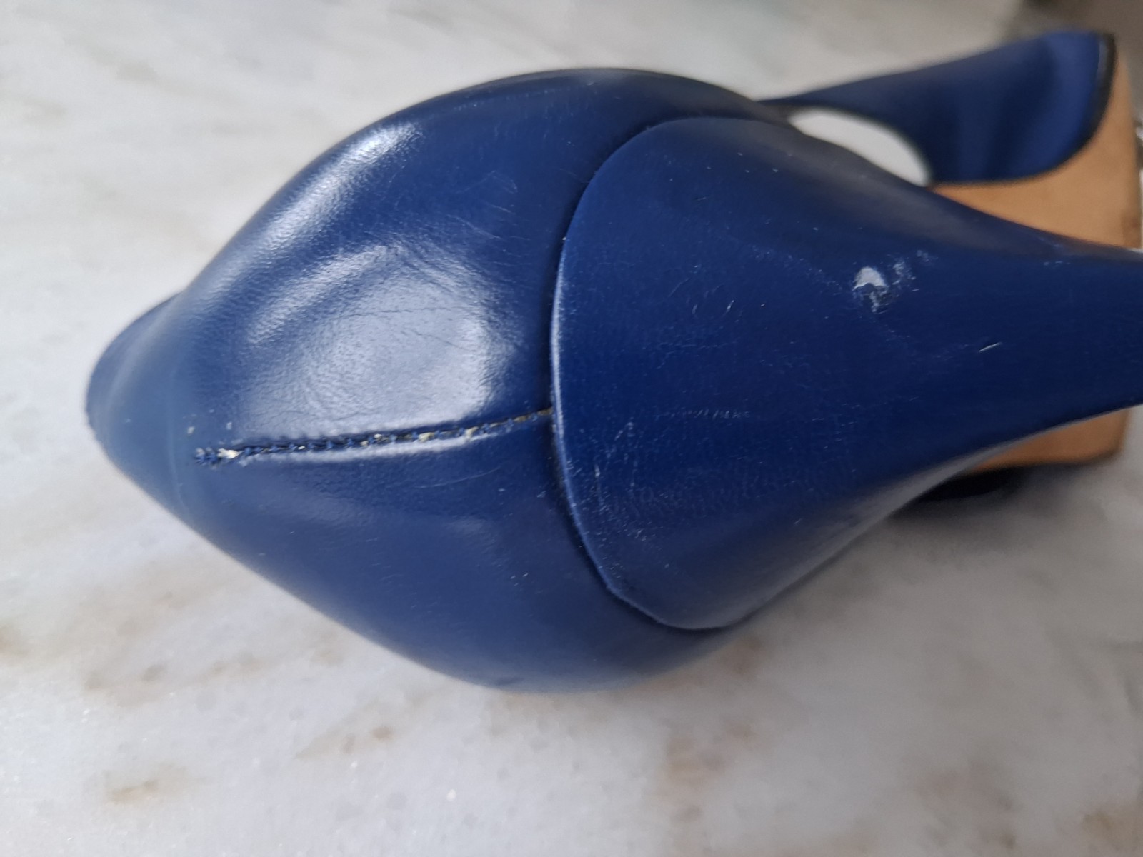 Nickels VTG Italian Leather Shoes 2.5 in. Heels Royal Blue Sz 10 B Cut Out Sides