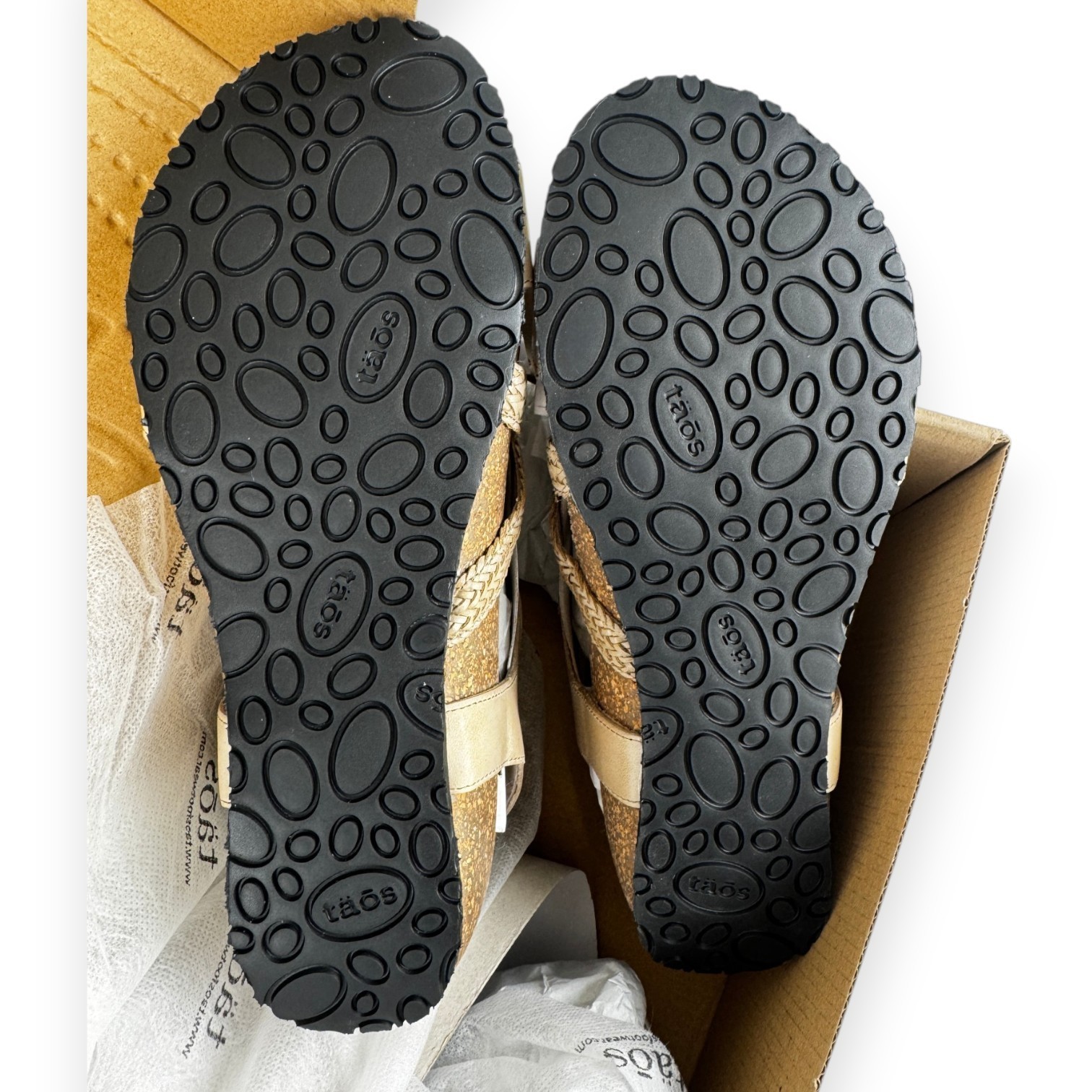 Taos Zanzibar Stone Leather Wedge Sandals EU 39 US 8.5 Arch Support Woven NWT