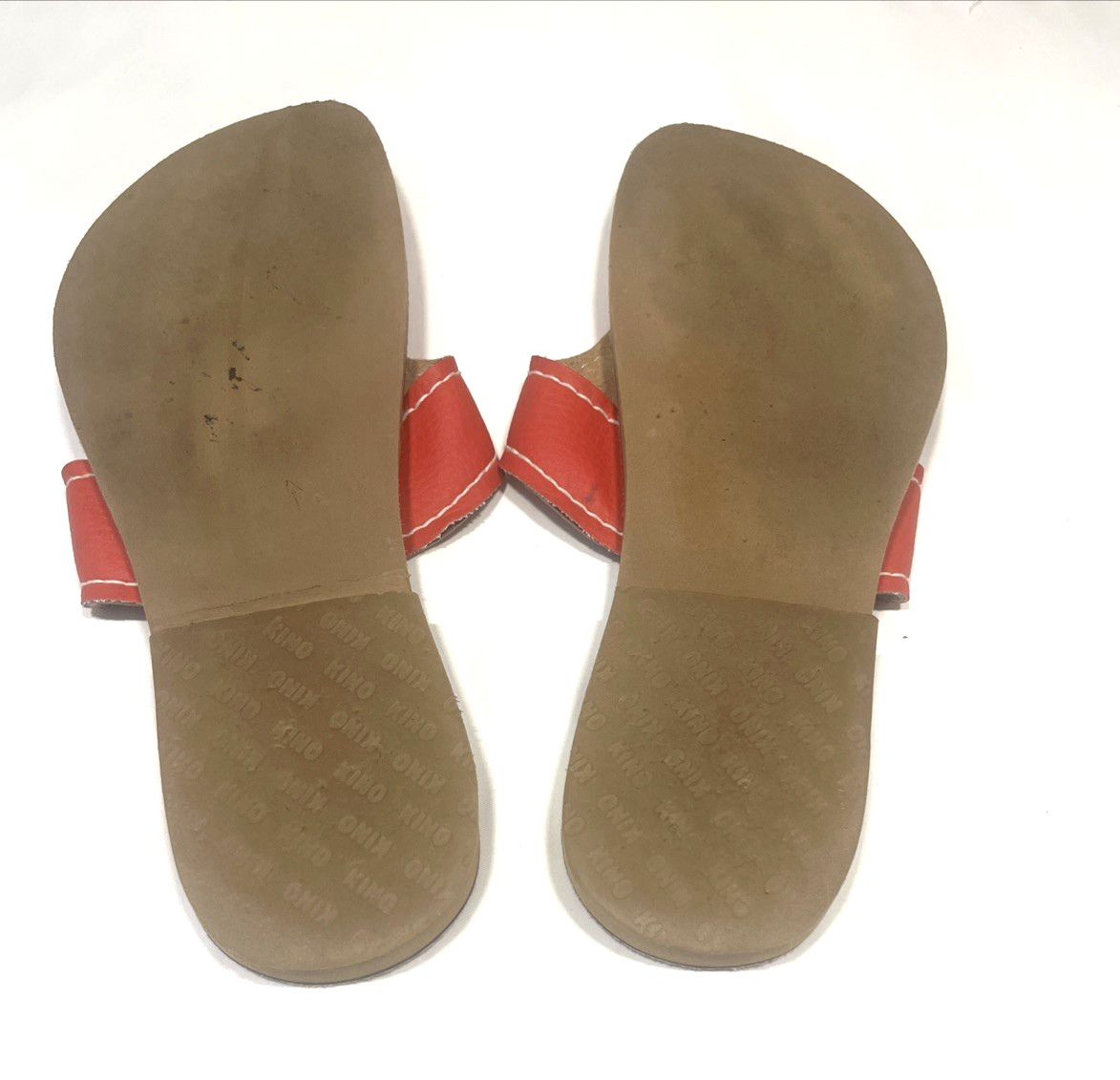 KINO Key West Vintage Red Natural Leather Thong Flip Flop Sandals Charm Size 10