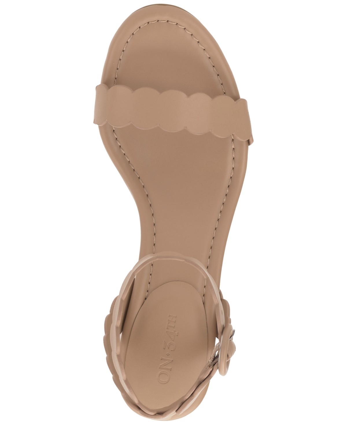 On 34th Women’s Pathina Scalloped Block Heel Sandals Dark Almond Smooth