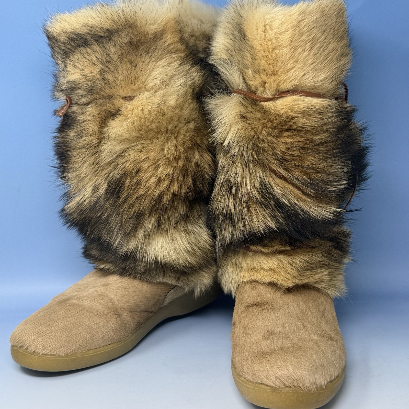 Oscar Sport Italy Fox Fur Calf Hair Apres Ski Winter Boots Womens 41 US 10 M