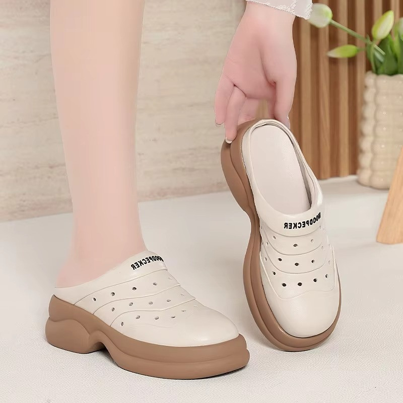High-End Women’s Fashion Sandals Thick Sole Sponge Cake Style Shoes Beach Slides