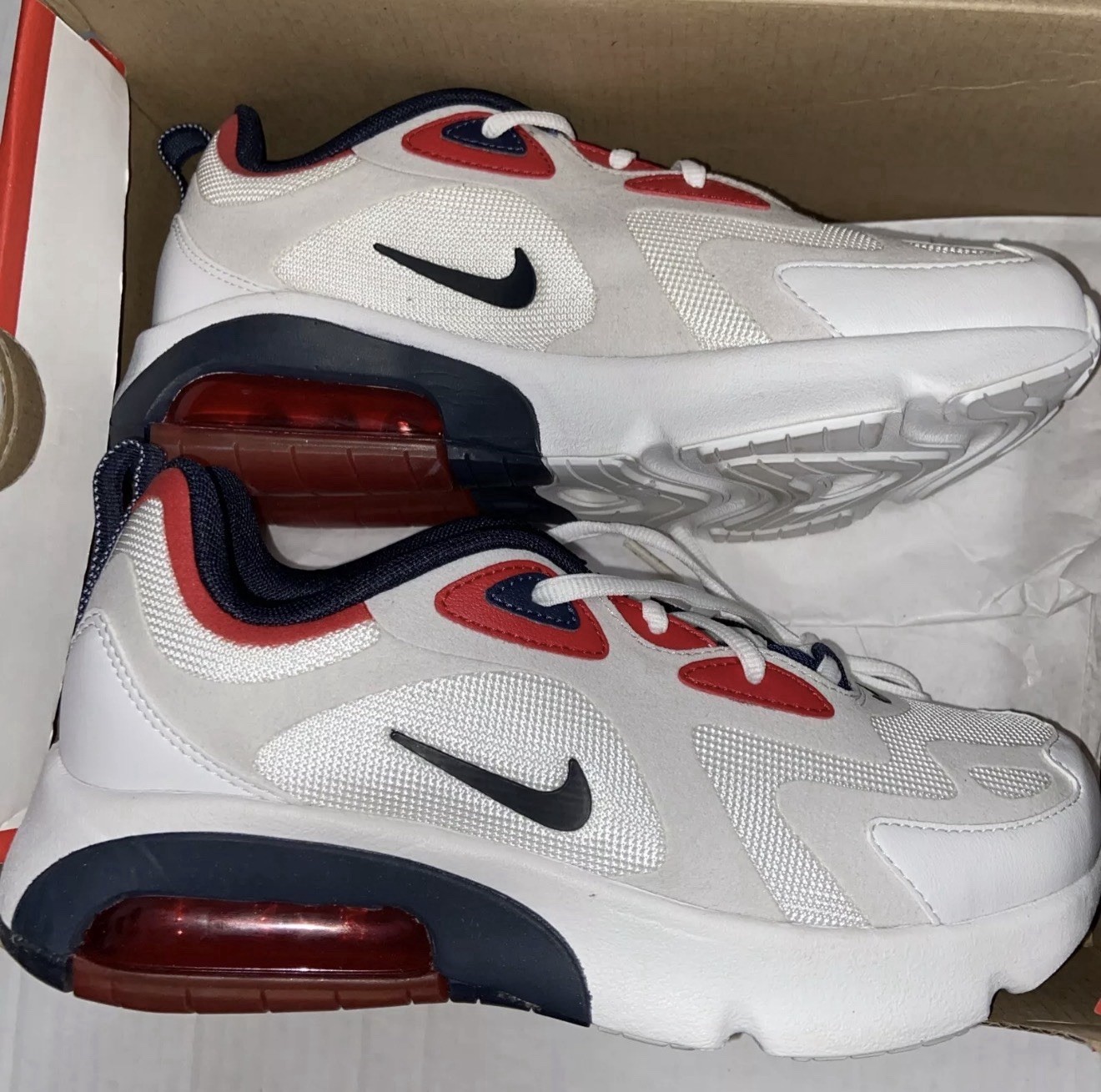 Nike Air Max 200 GS USA Olympic White Obsidian Blue Red AT5627-105 5.5y Womens 7