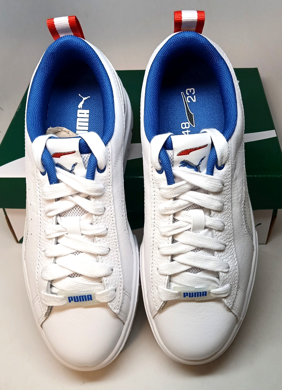 PUMA MAYZE LEATHER PLATFORM SNEAKER White/Royal Sapphire Women’s size 7