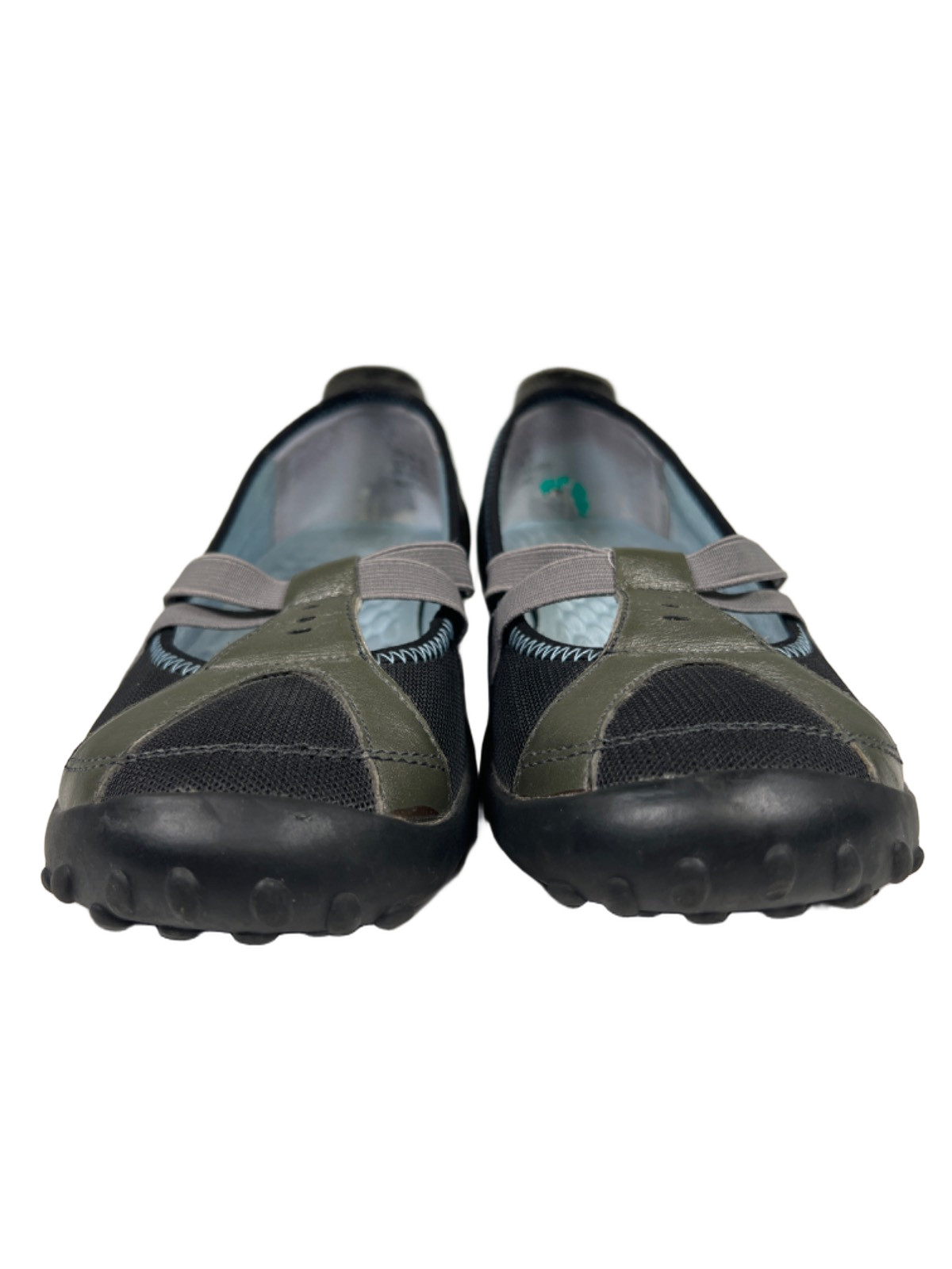 Privo By Clarks Women’s Gray Leather Strappy Slip On Mary Jane Comfort Flats – 8