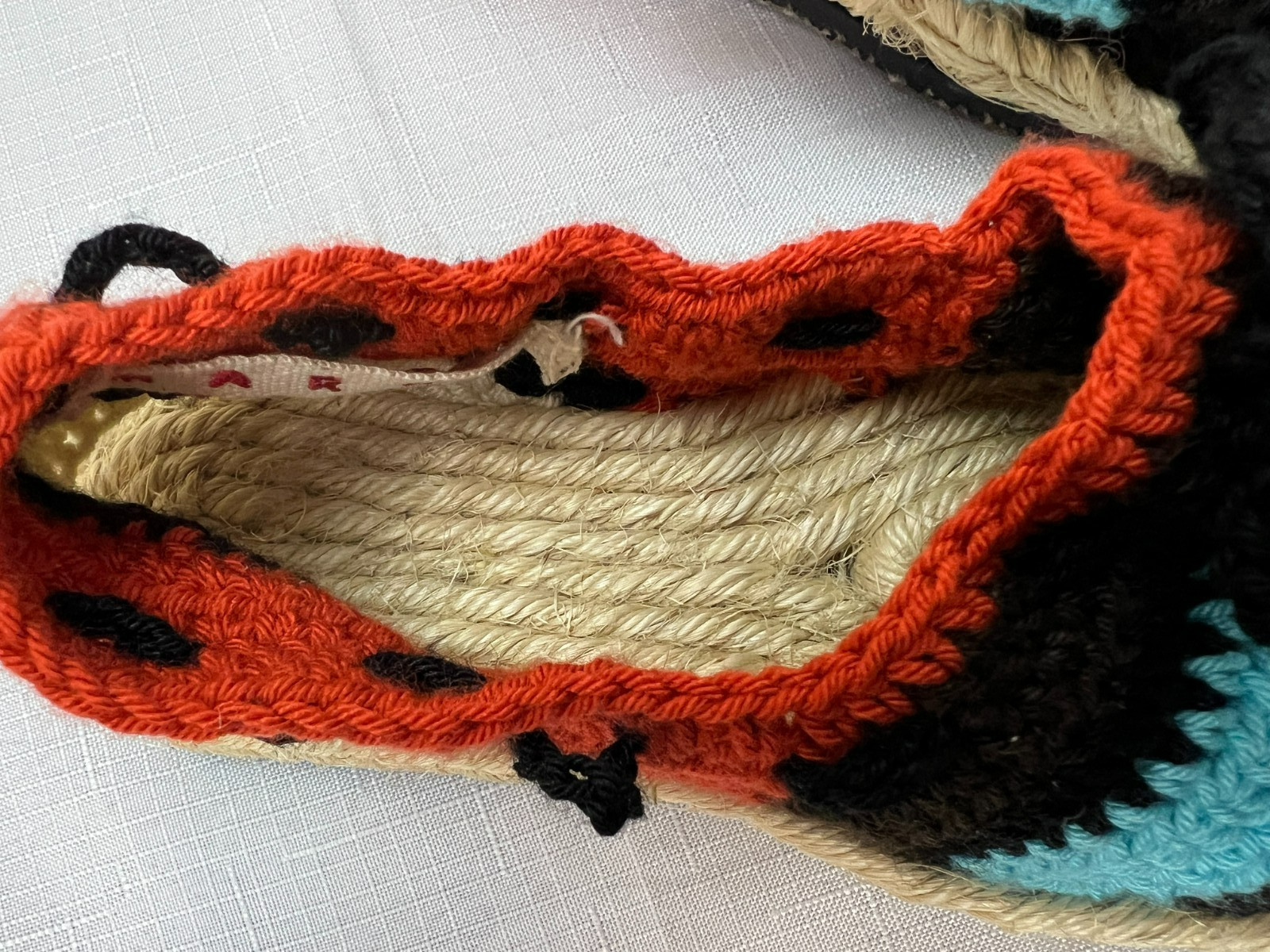 Marni Crochet Sling Back Flats Multi Color Raffia Braid Insole + Pouch SZ 8