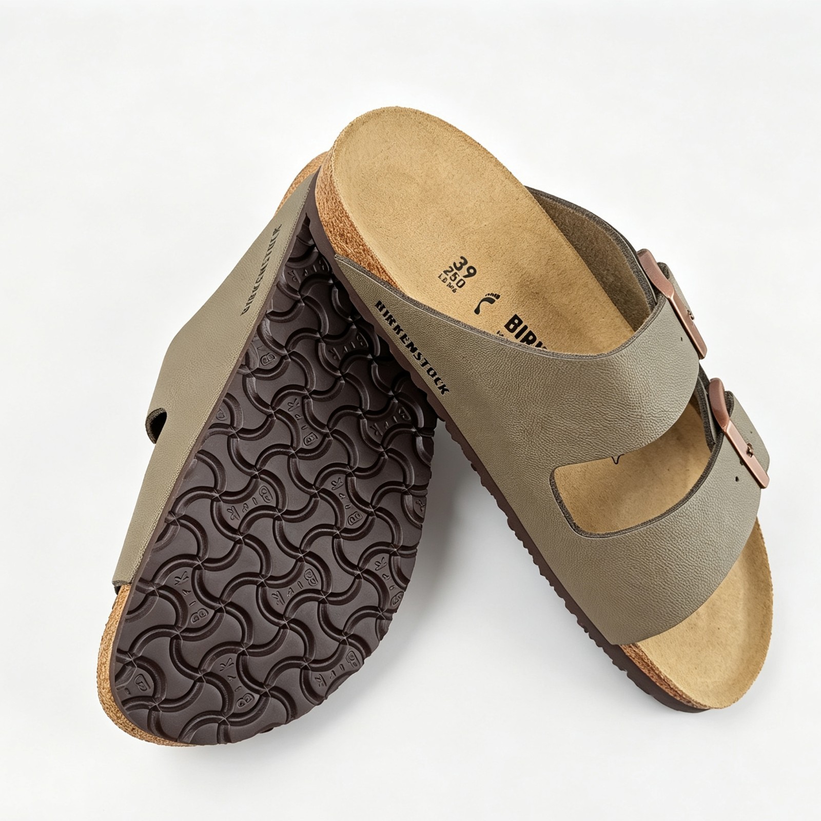 New Birkenstock Arizona Footbed Birko-Flor Unisex Stone Shoes US6-11