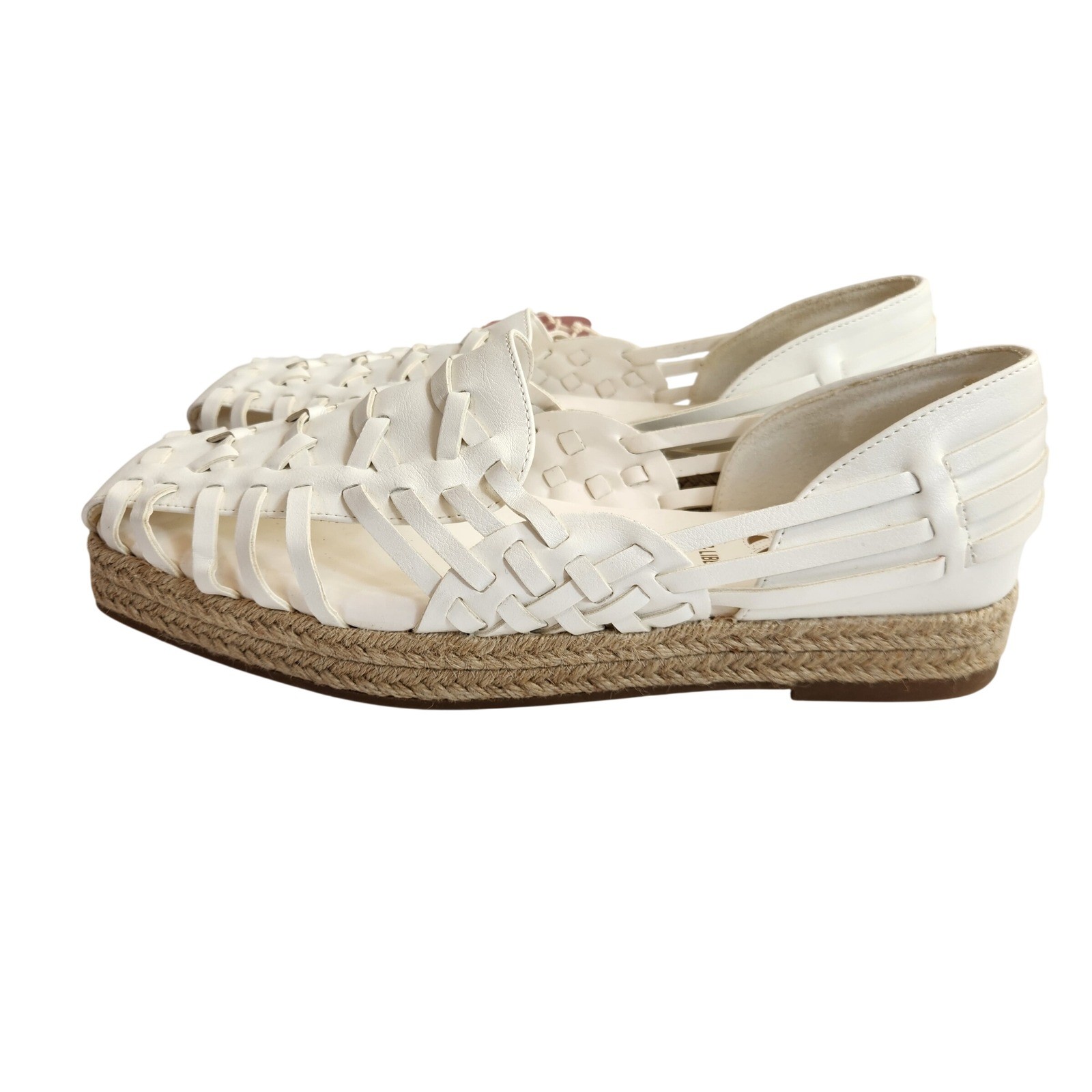 SAM & LIBBY Women’s Asha Espadrille Flats White Size 9 Woven Leather Shoes NWT