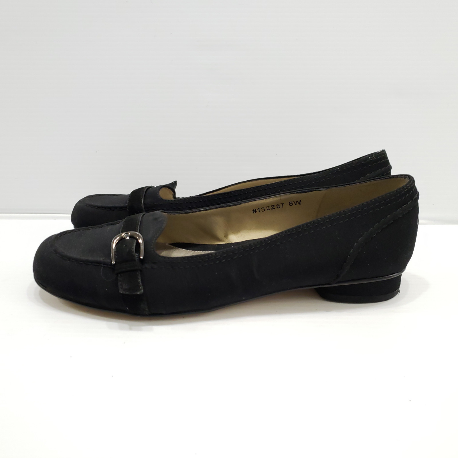 Ros Hommerson Black Textile/Leather Lined Upper Casual Loafer Flats Sz 8W