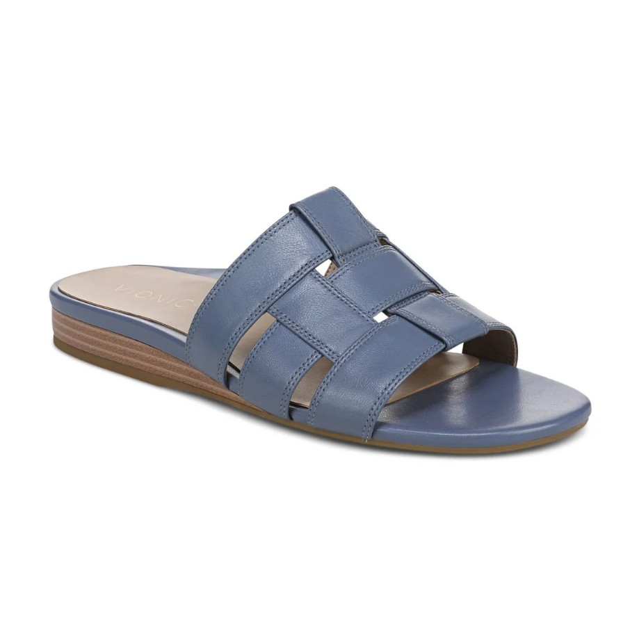 VIONIC Glendora Slide Sandal, Pacific Blue Leather