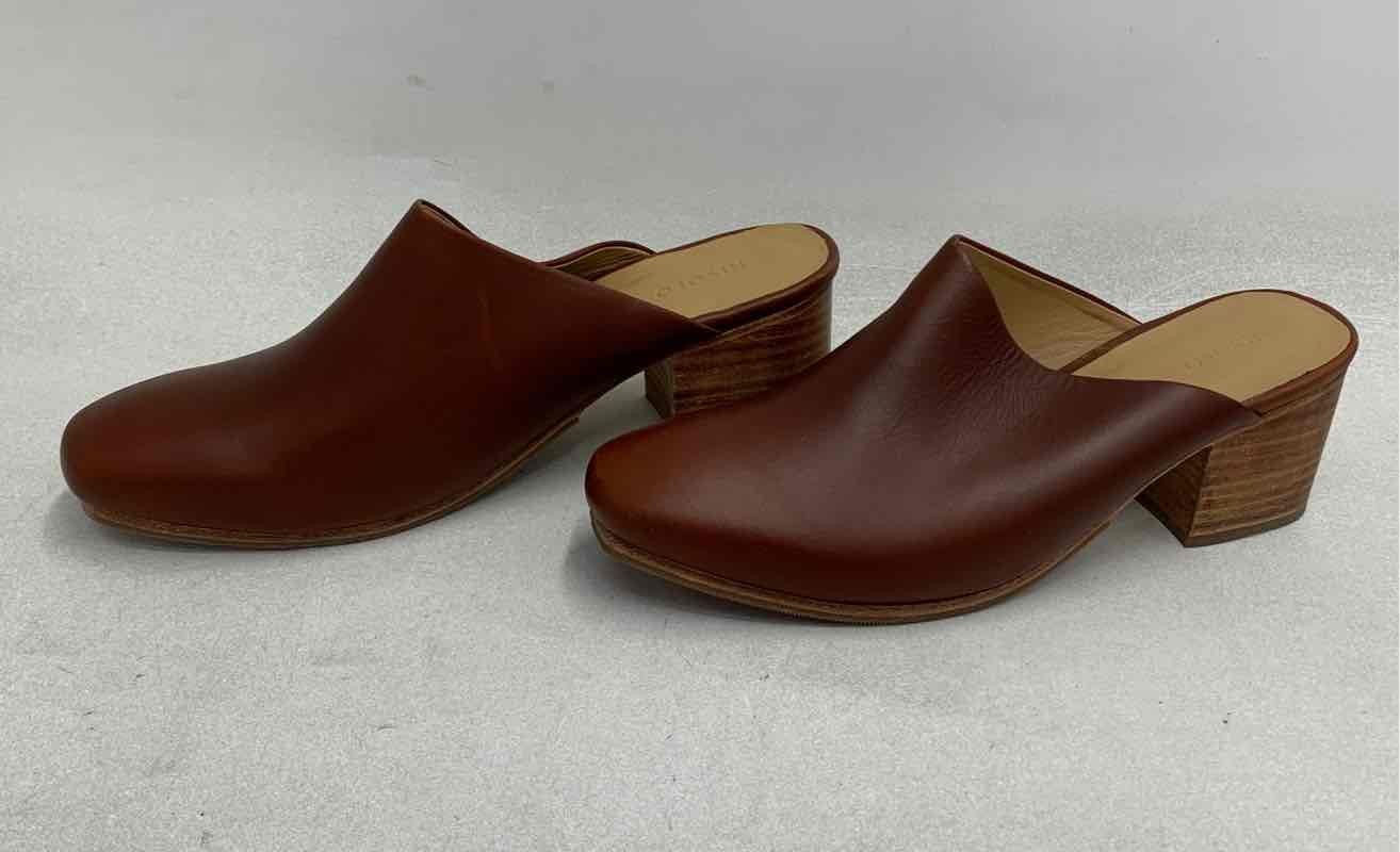 Nisolo Emma Heeled Mule Brandy Brown Leather Women’s Block Heel Size 9.5