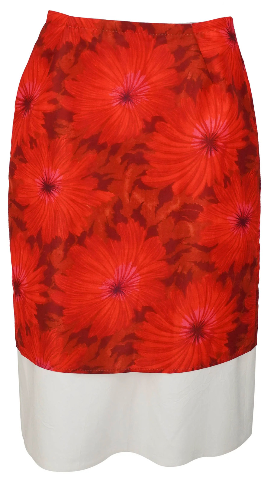 Wales Bonner Triumph Floral Print Satin Layered Skirt in Red and White