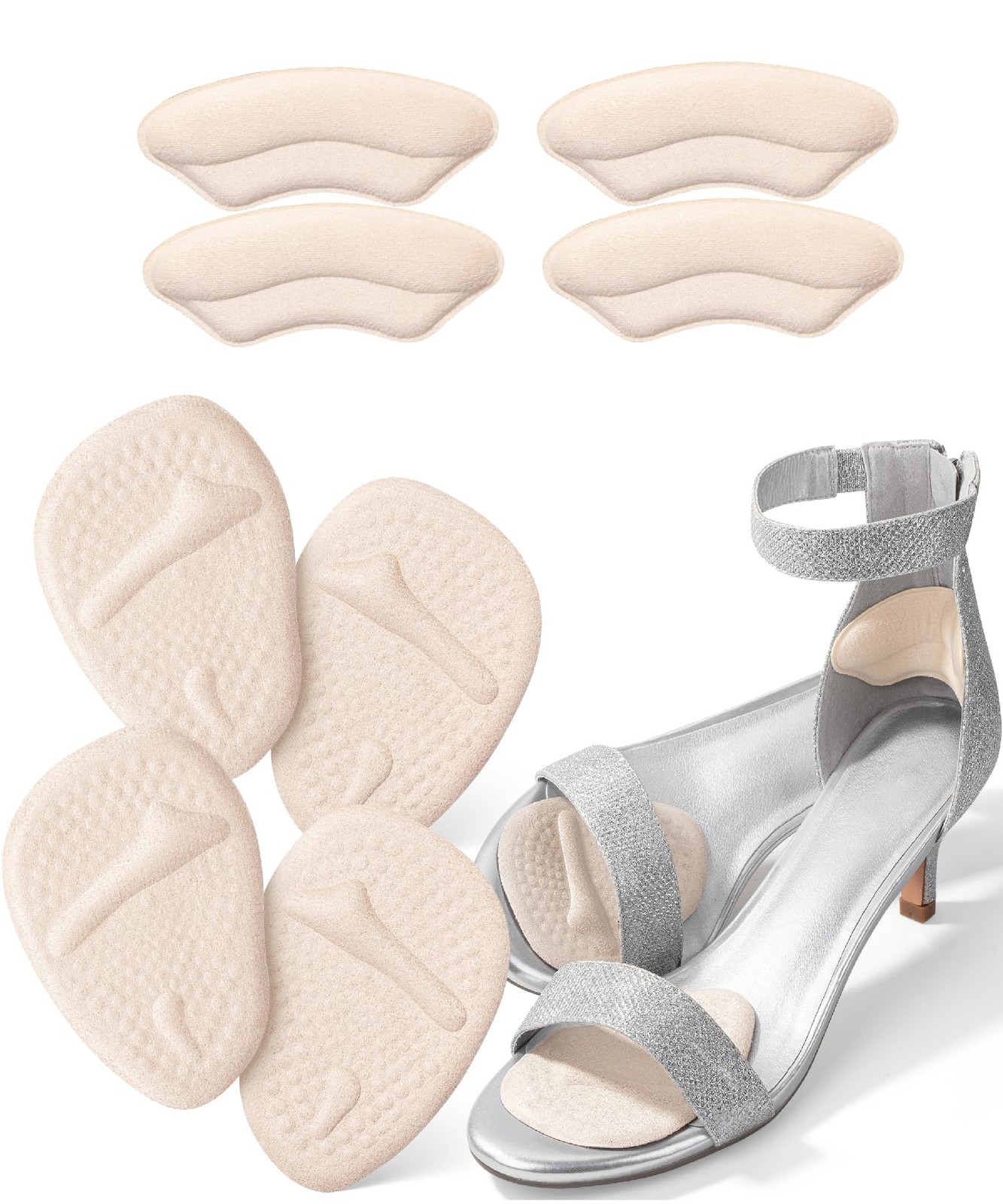 Dr. JK- Metatarsal Pads Women, 8pcs, Beige, 2 Pairs+4 Pads, Beige