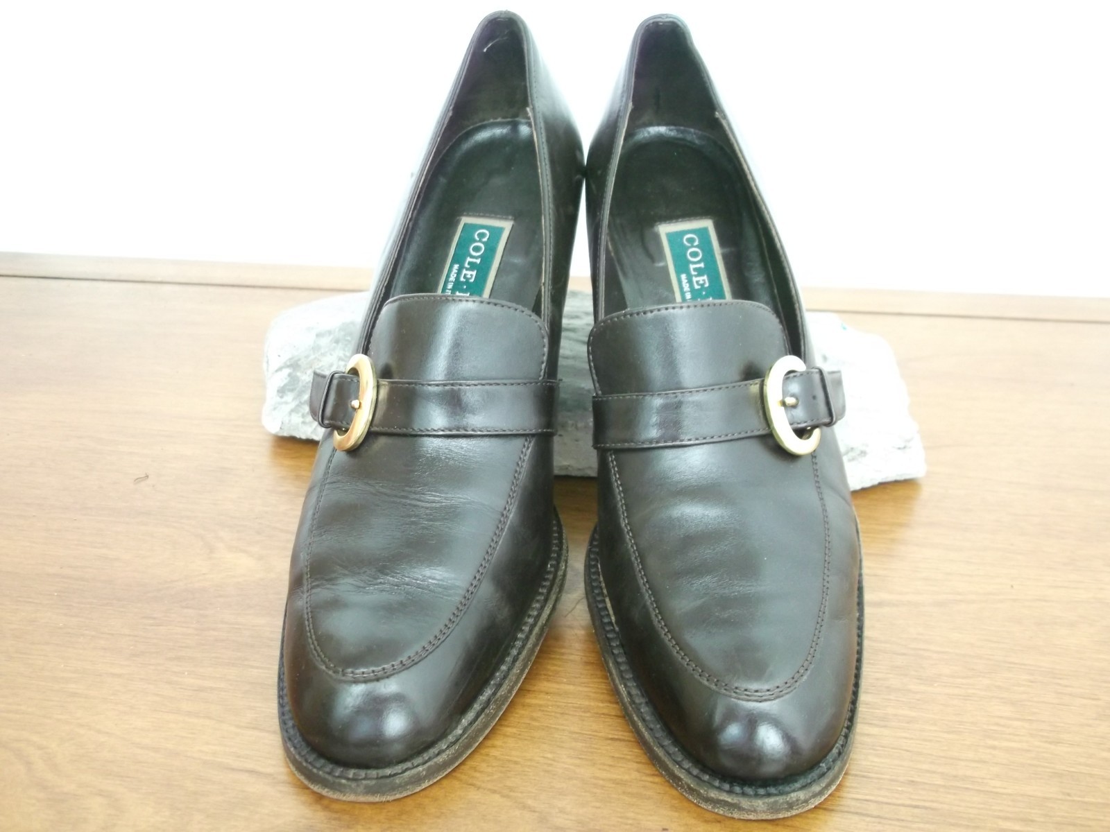 COLE HAAN Italy Women’s Sz. 7 B/ 2.75in high Chocolate Leather Pump Dress Heels