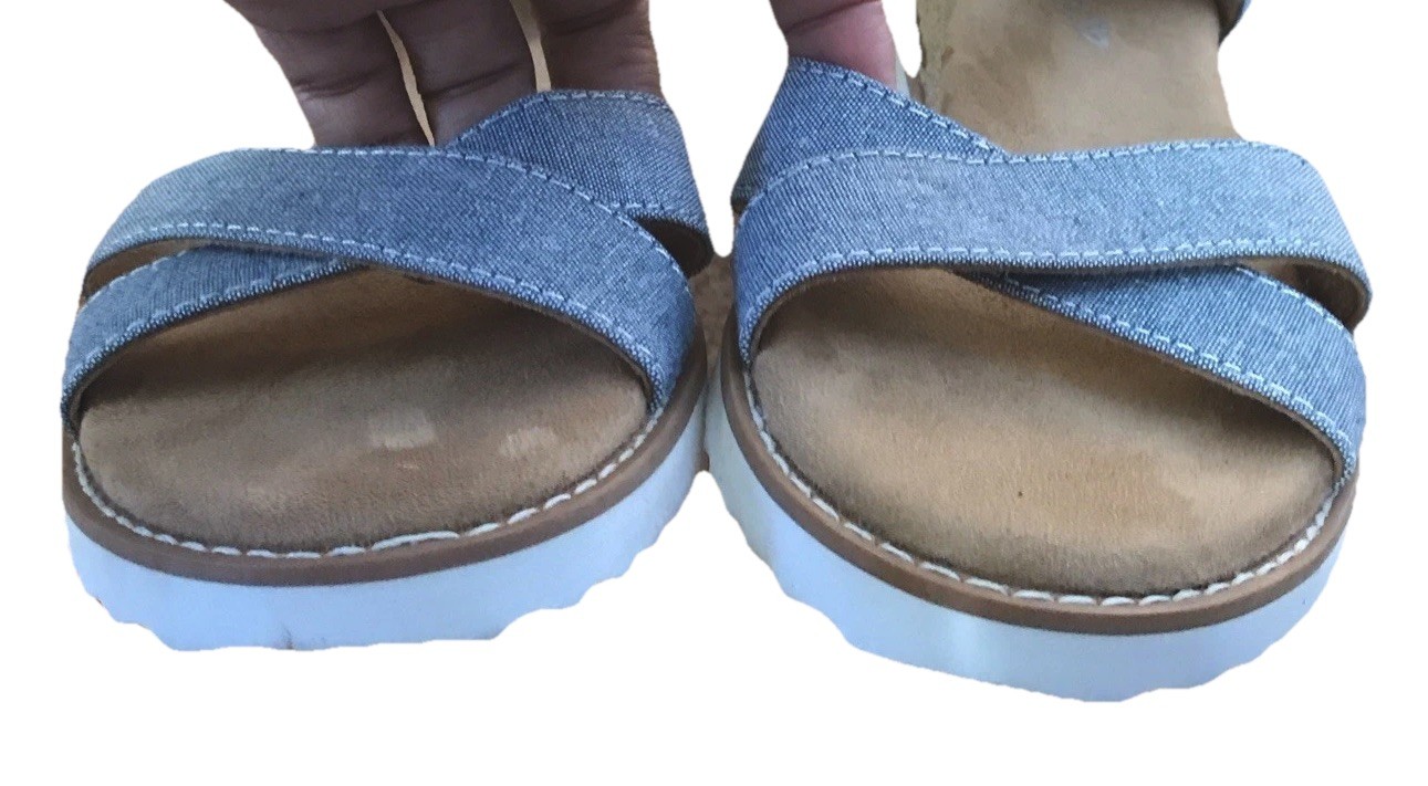 Skechers Blue Brown White Straps Adjustable Sandals Womans US 5 *See Description