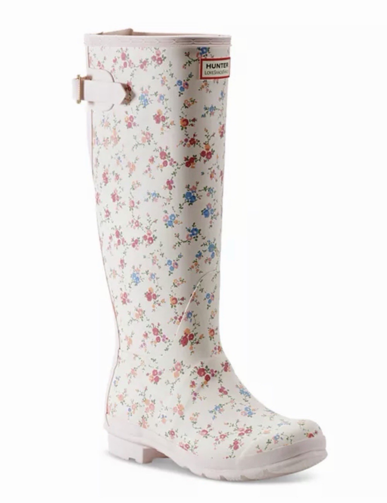 Hunter x LoveShackFancy Original Tall Rain Boot Sunrise Patchwork Confetti Sz 10