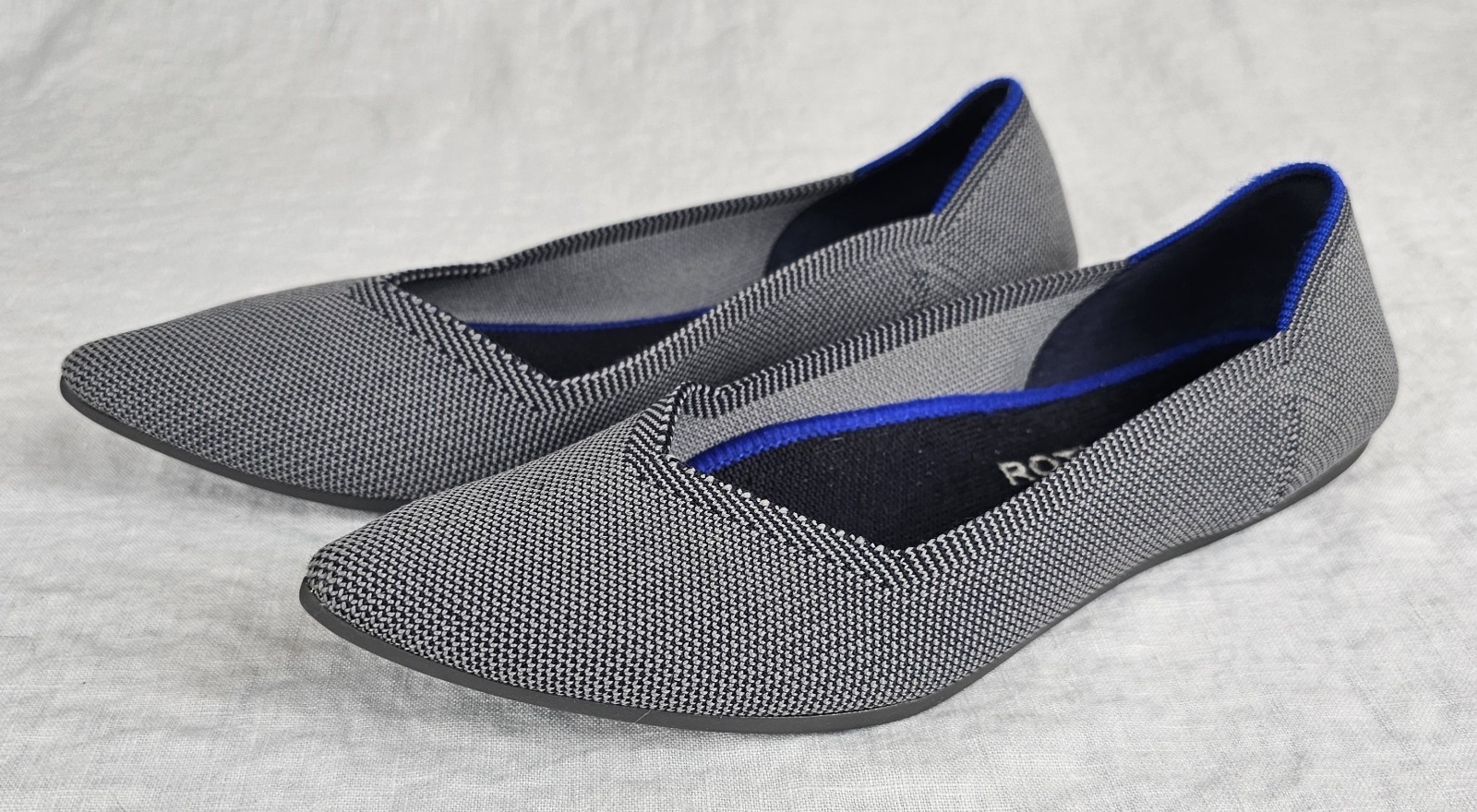Rothys Womens Point Toe Flats Shoes Size 9 Navy Blue Gray Blended Fabric Comfort