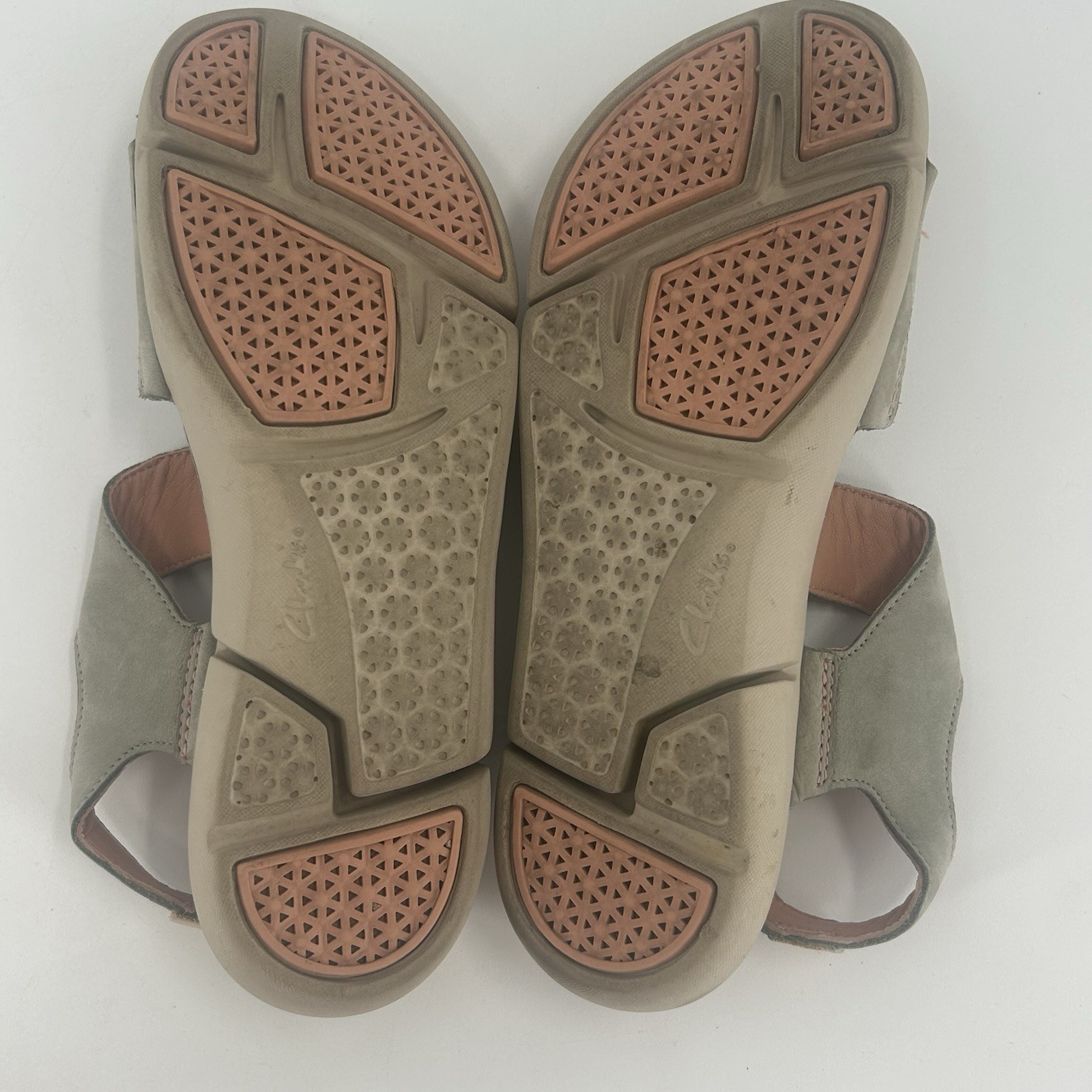Clarks Womens Tri Clover Sandal Sage Green Nubuk Leather Sz 8.5 M Fast Shipping