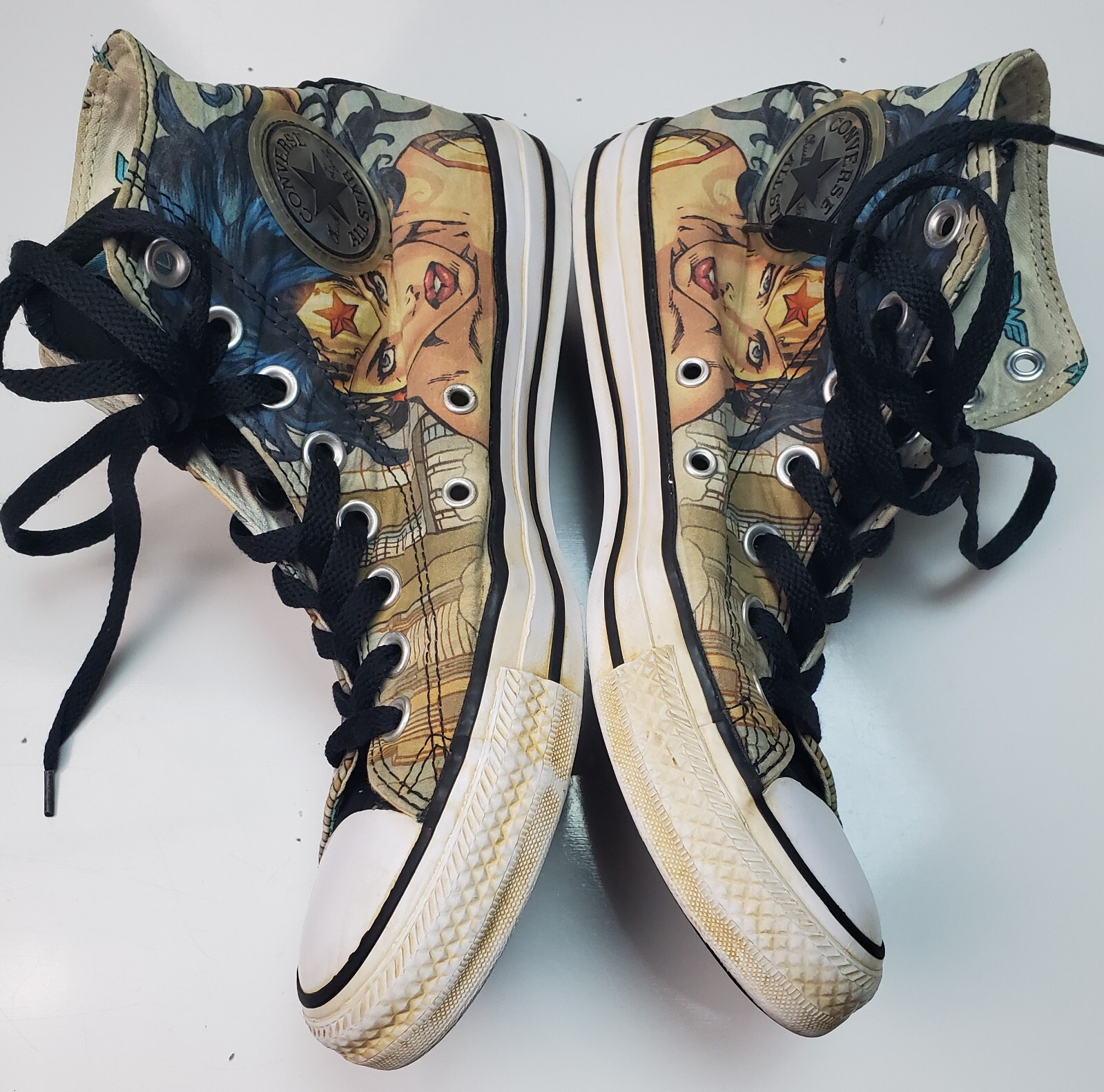 Converse All Star Unisex MISMATCHED Wonder Woman High Top Sneakers L 6-8/R 7-9