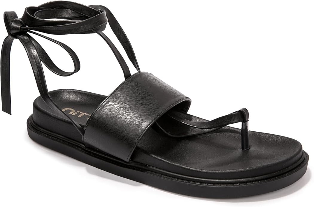 Sandals Women’s Open Toe Flat Lace Up Gladiator Black NITTI Size US 9 NEW