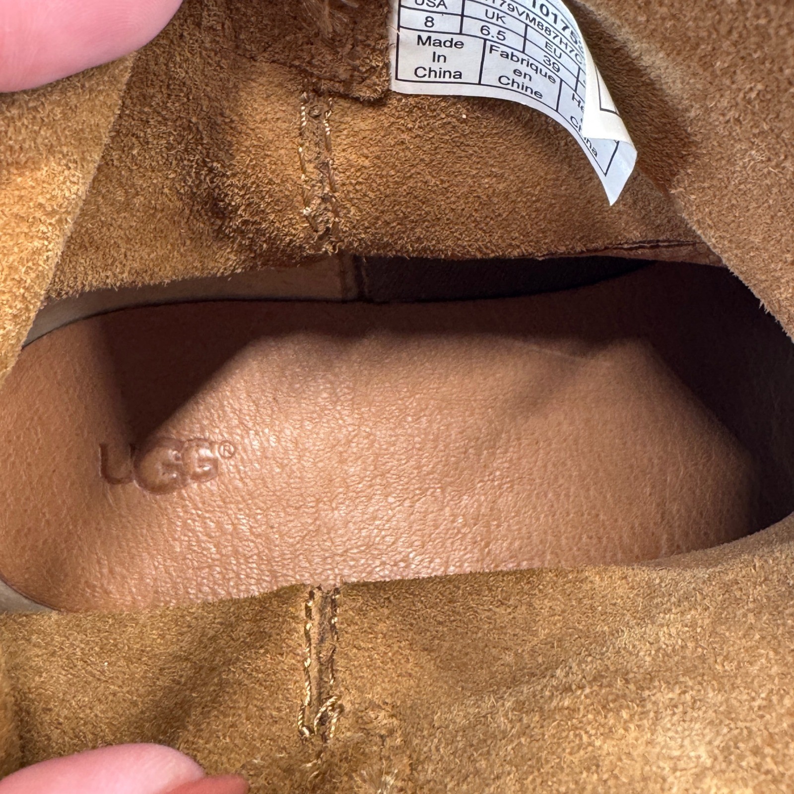 UGG Classic Mini Unlined Boots Chestnut Suede Womens Sz 8 Casual Slouchy Pull On