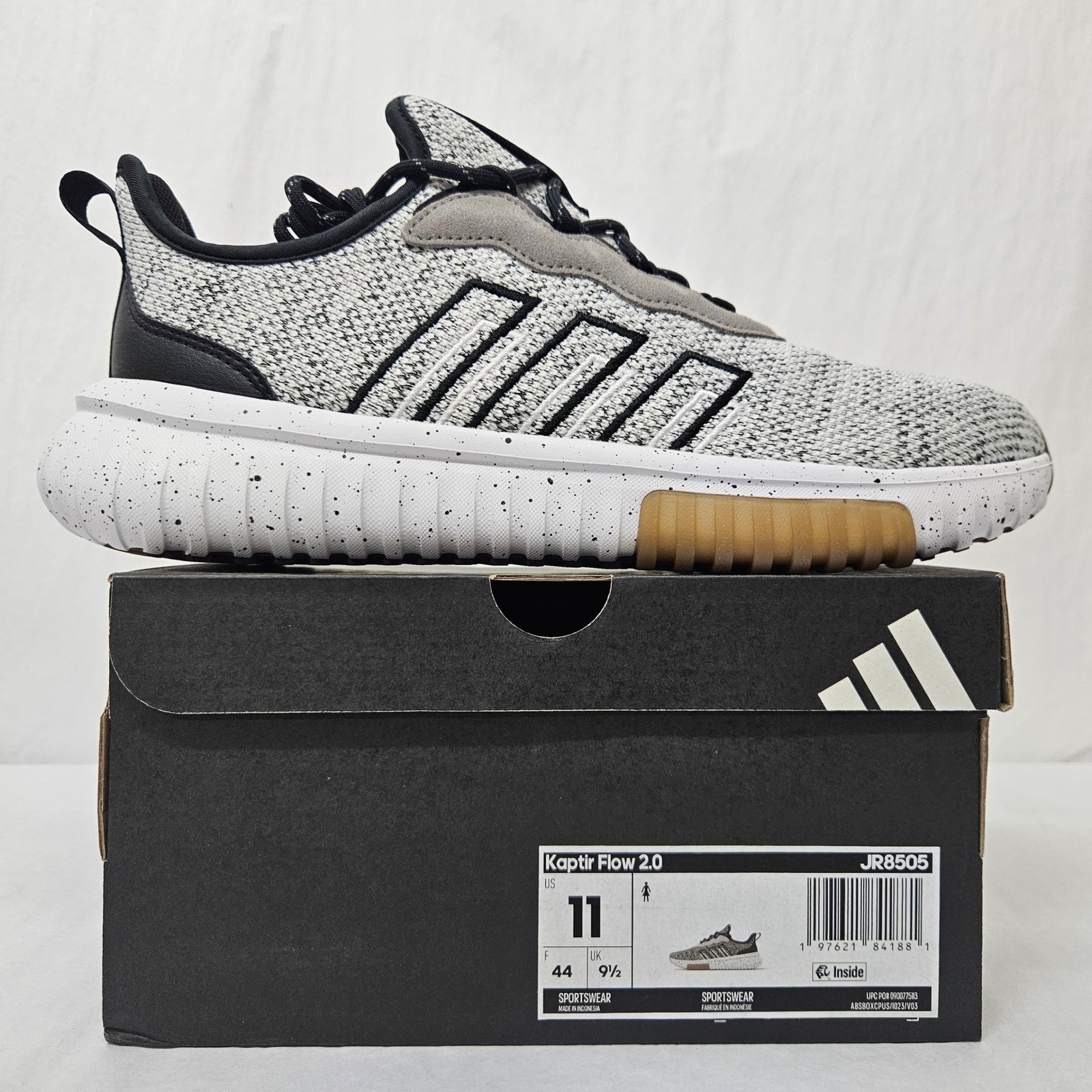 Adidas Kaptir Flow 2.0 Athletic Sneakers JR8505 Grey Black Knit Womens Size 11