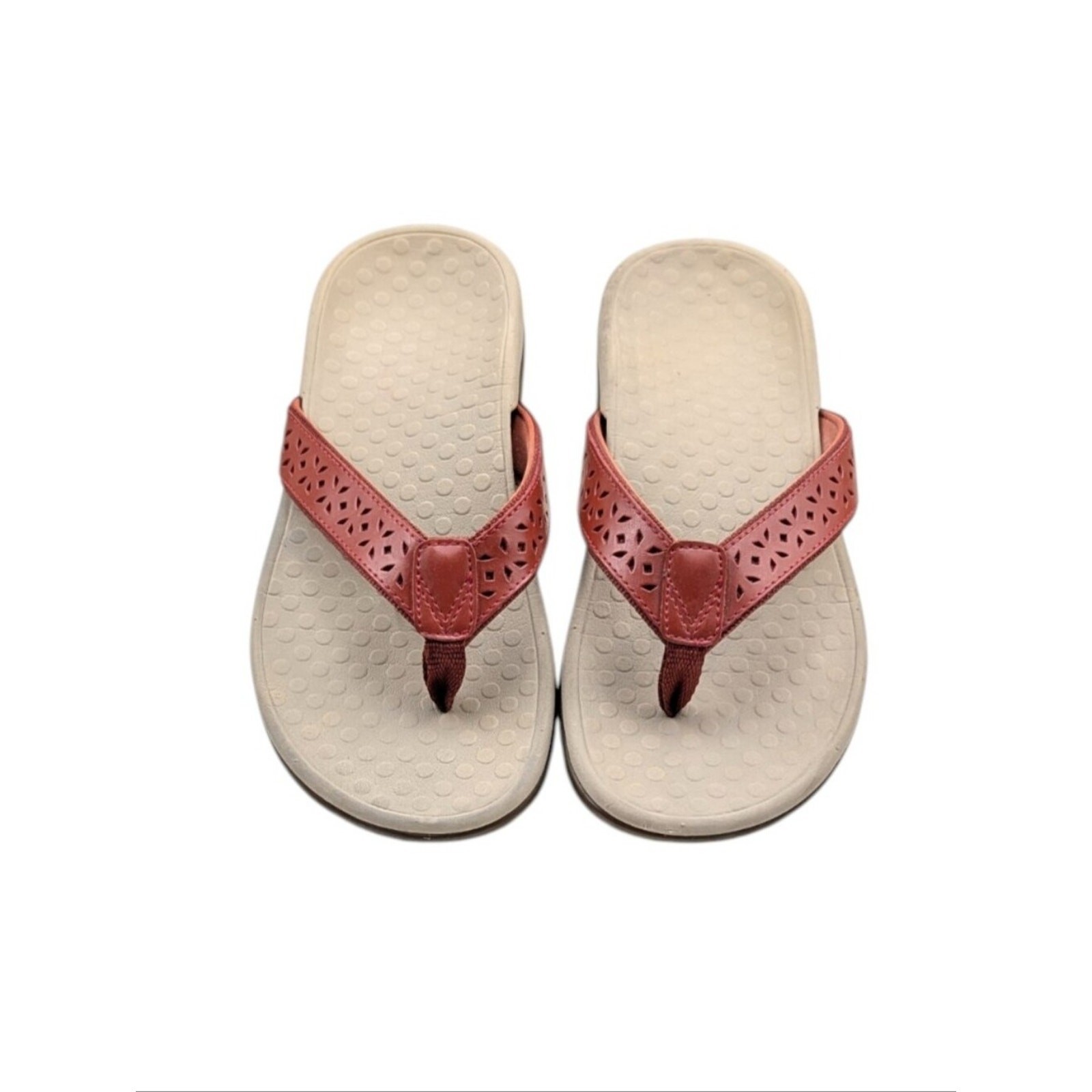 Vionic Casandra/Tide Orthotic Flip Flop Sandals 2 Pair White/Red Sz 6 S4251