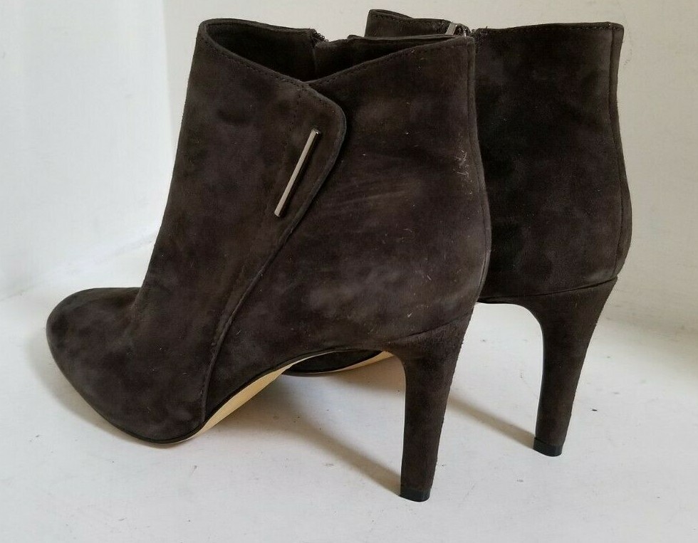 Vince Camuto 8.5W Charlotte BROWN Soft Suede Dress Ankle Boot 3.25″ Heel Zip Up