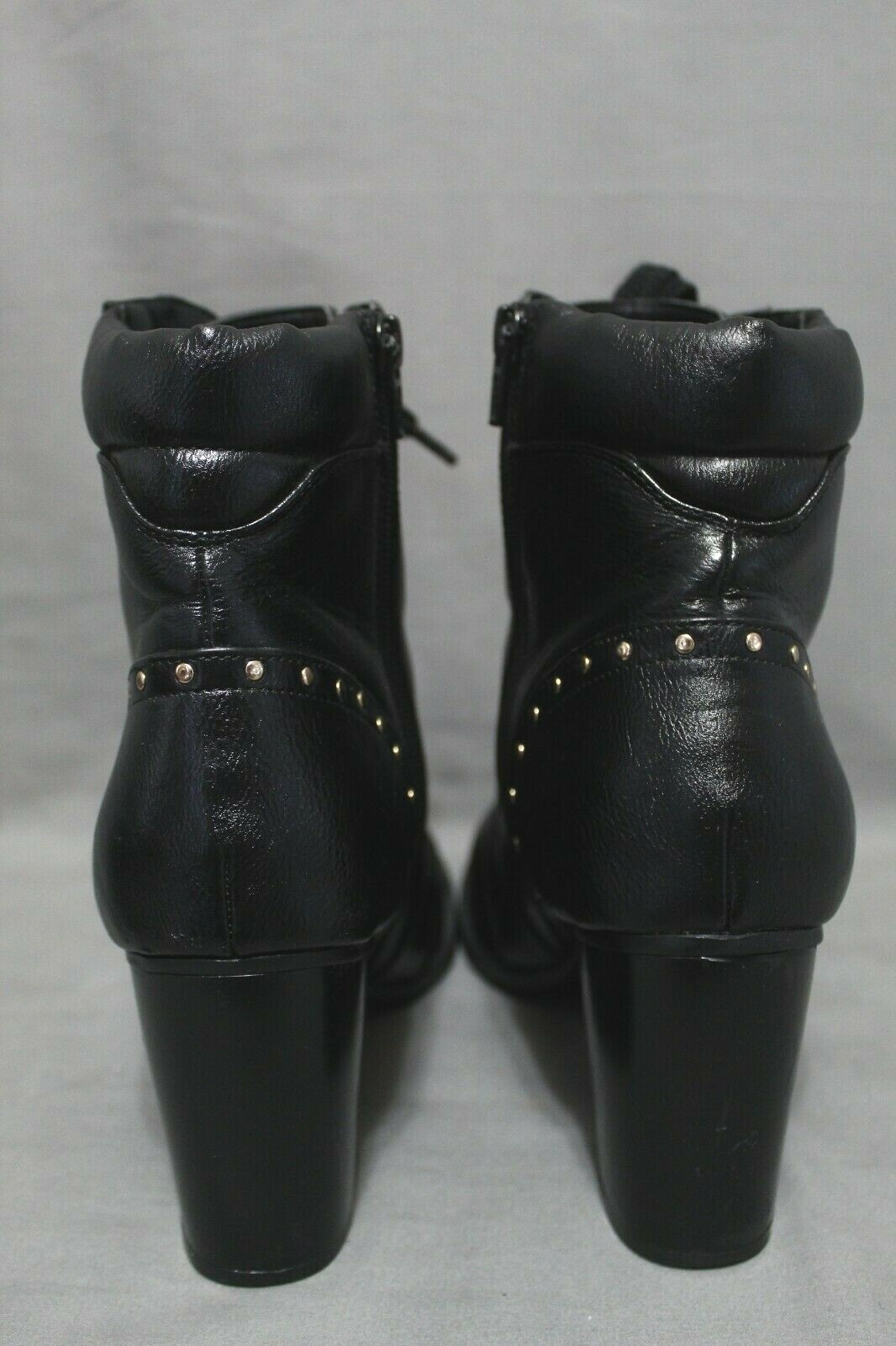 KOHLS womens lace up zip round toe 3 1/2″ high heel ankle boots size 8.5 M black
