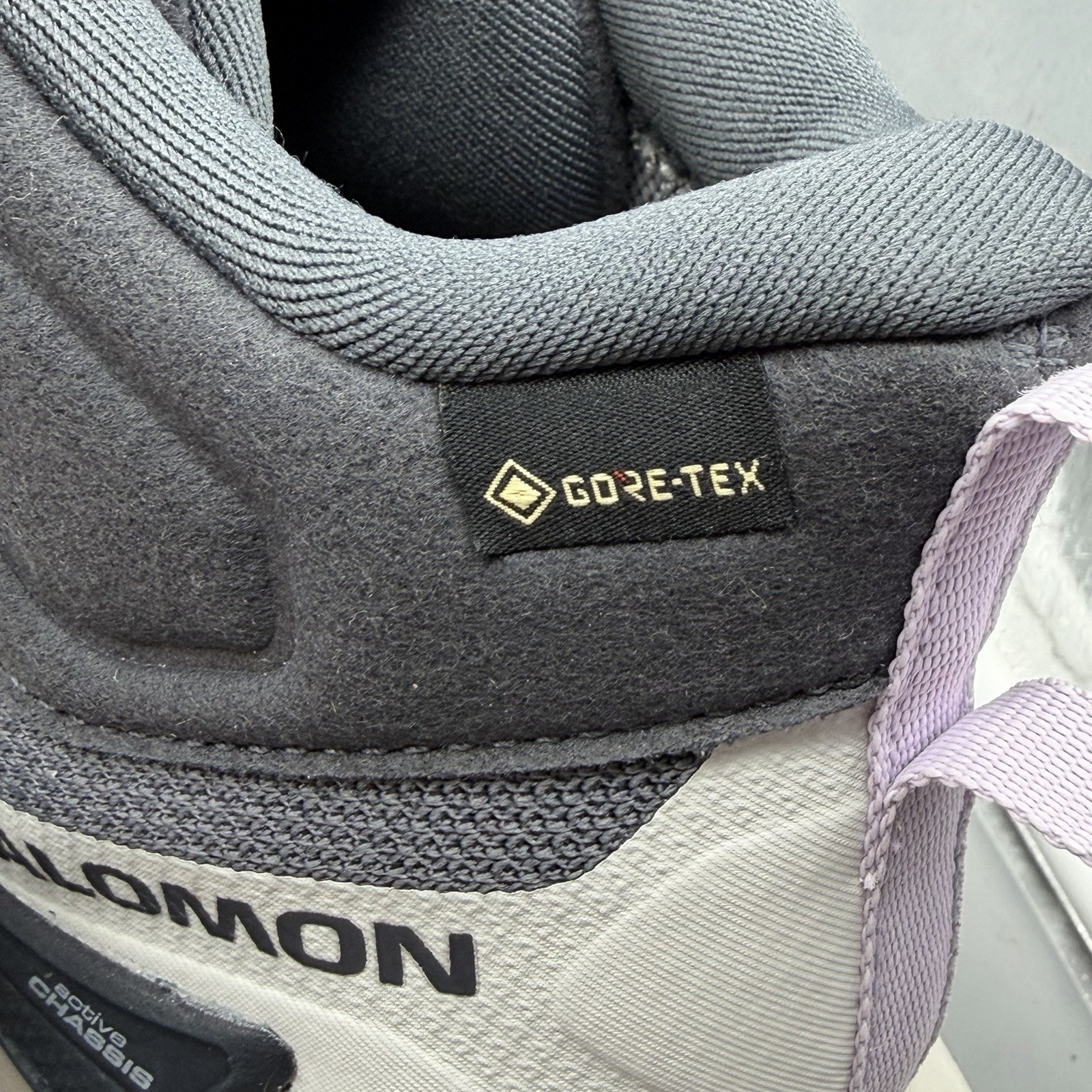 Salomon Elixir Activ Mid GTX Womens 10 Hiking Boots Shoes Grey Purple Waterproof