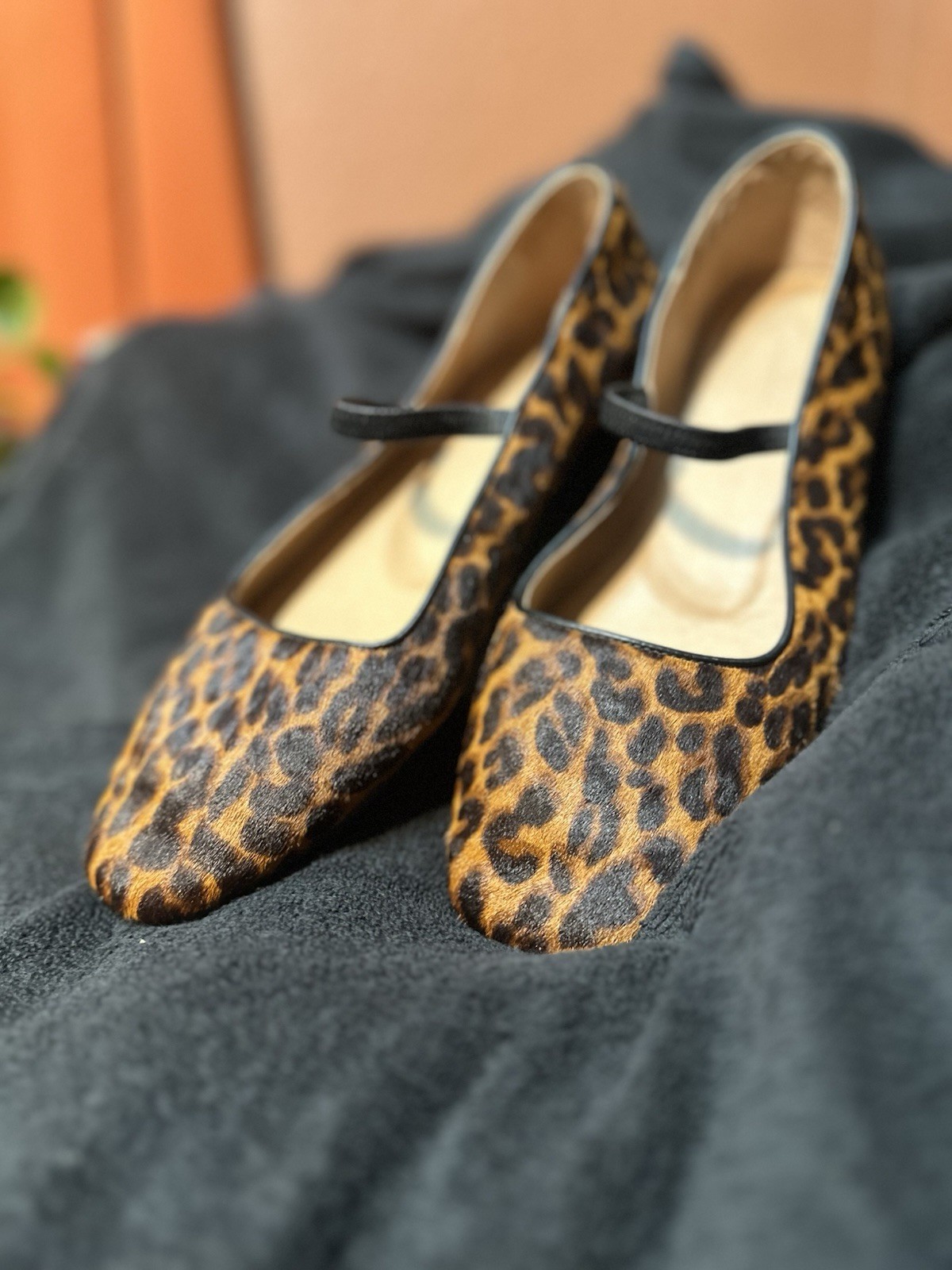 MADEWELL Greta Ballet Mary Jane Flats Square Toe Calf Skin Leopard Women’s 10.5