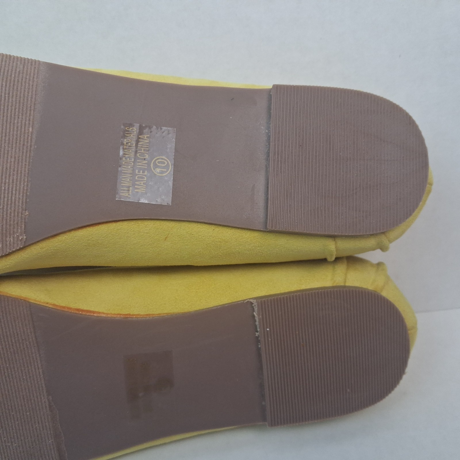 Chase & Chloe Ballet Flats James Yellow Faux Suede Rhinestone Buckle Women 10