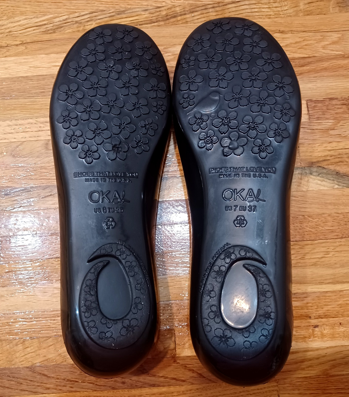 OKA B Women’s Size 8US/38EU Charcoal Black Skimmers Jelly Medallion Ballet Flats