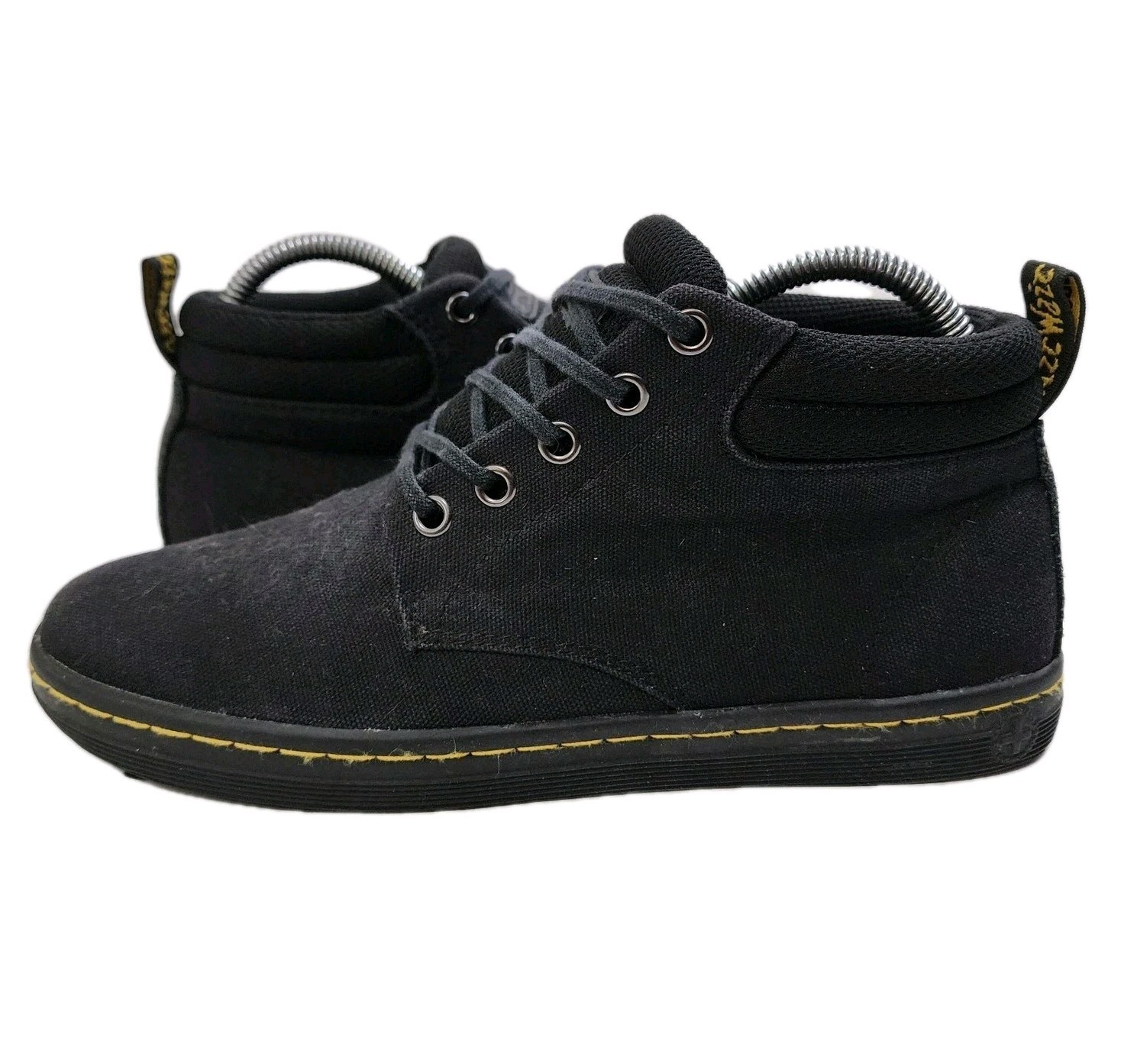 DR. MARTENS Boots Womens Size 8 Black BELMONT Combat Canvas Grunge Punk Rock