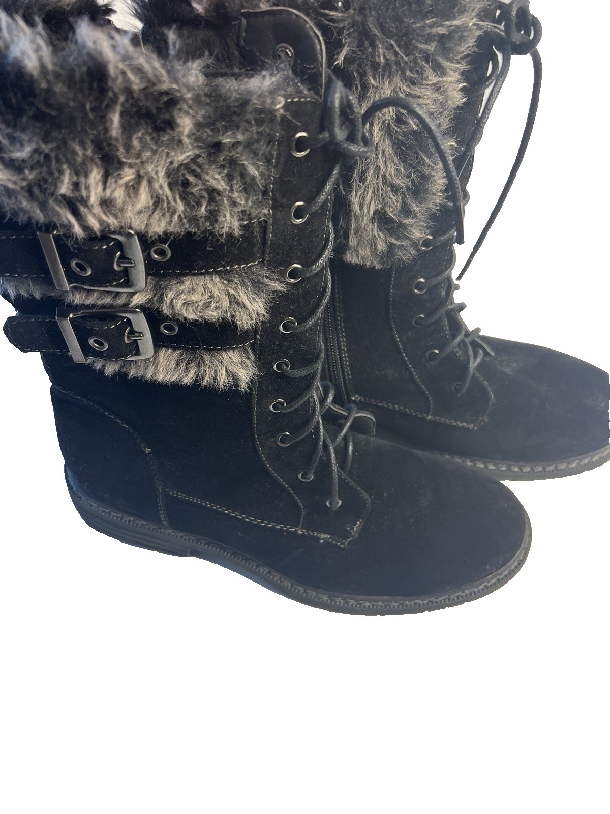 Y2K Style Wanted Faux Leather Black Boots Women 10 City Street Mob Wife