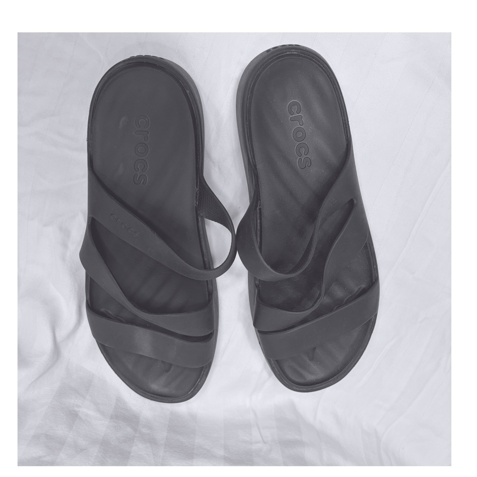 Crocs Getaway Strappy Sandals Women 10 Black Comfort Minimalist Slide
