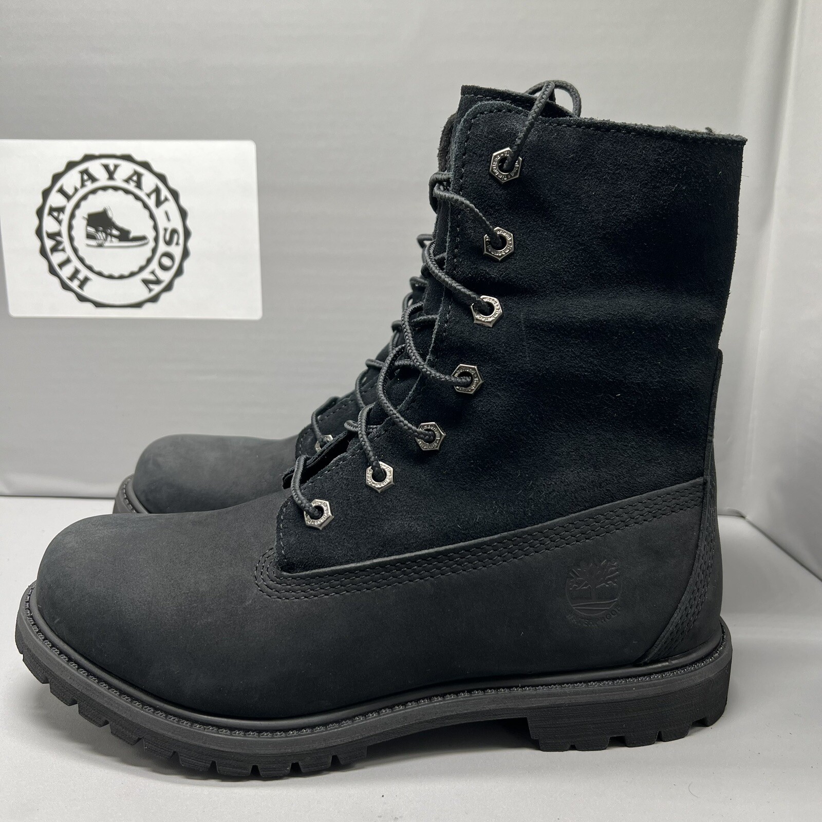 Timberland Waterproof Roll Fold-Down Teddy Fleece Black 8149A Women Size 8 NEW
