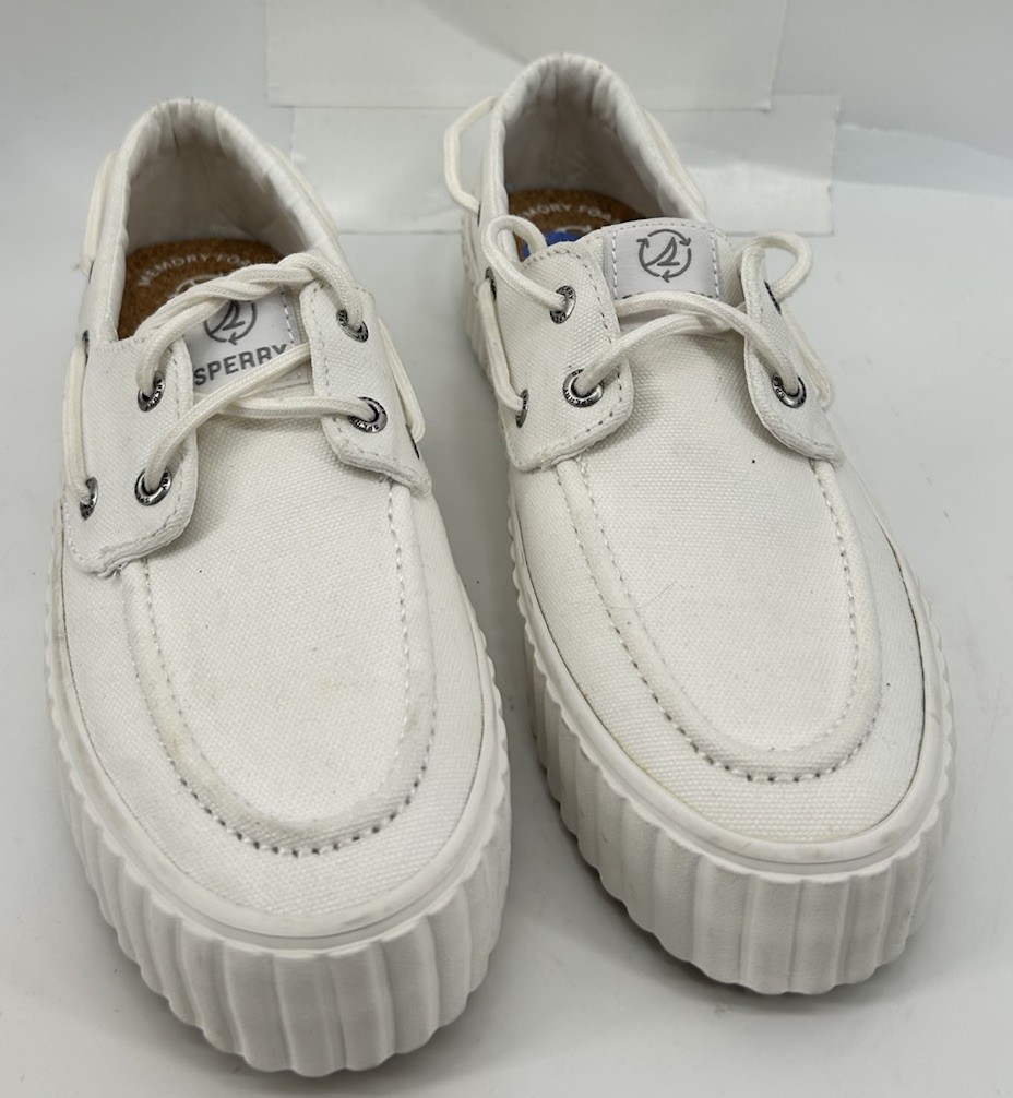 Sperry Seacycled Pier Wave Platform Sneaker White STS88788 Women’s 6.5 NEW