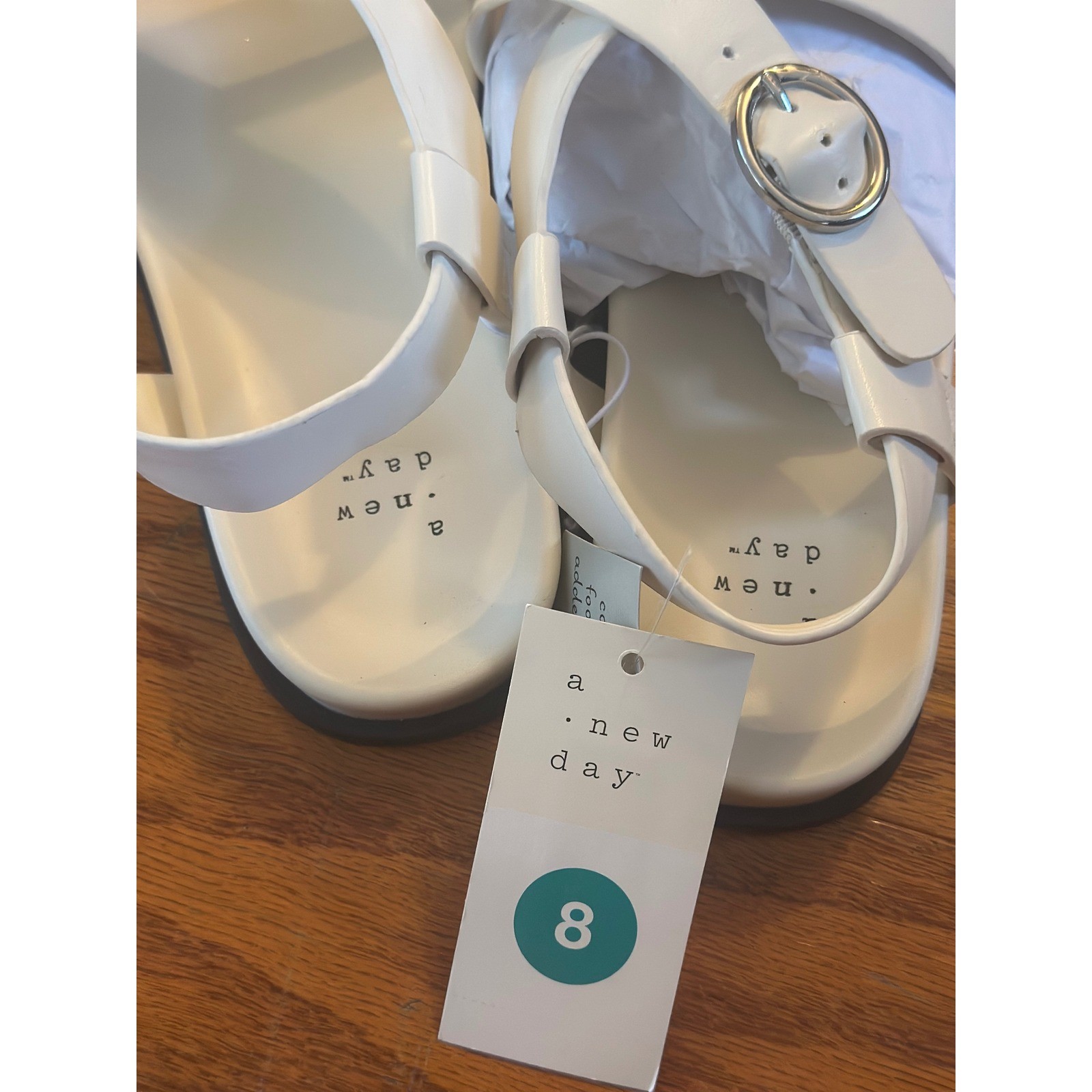 A New Day Penelope Bone White Toe Ring Slingback Sandals Womens 8 New