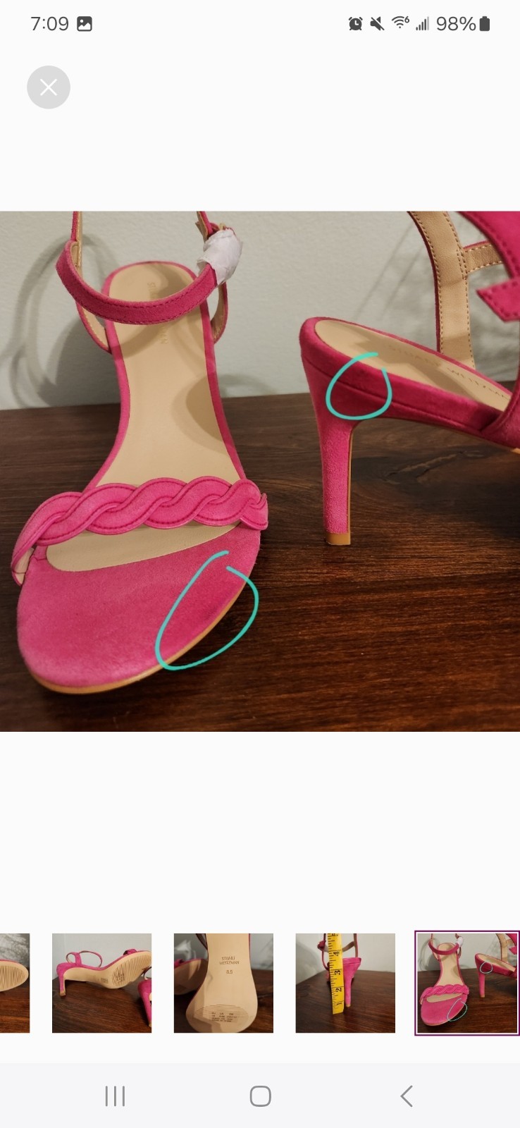 Stuart Weitzman Women’s Dancer Twistie 100 Suede Sandals Size 8.5