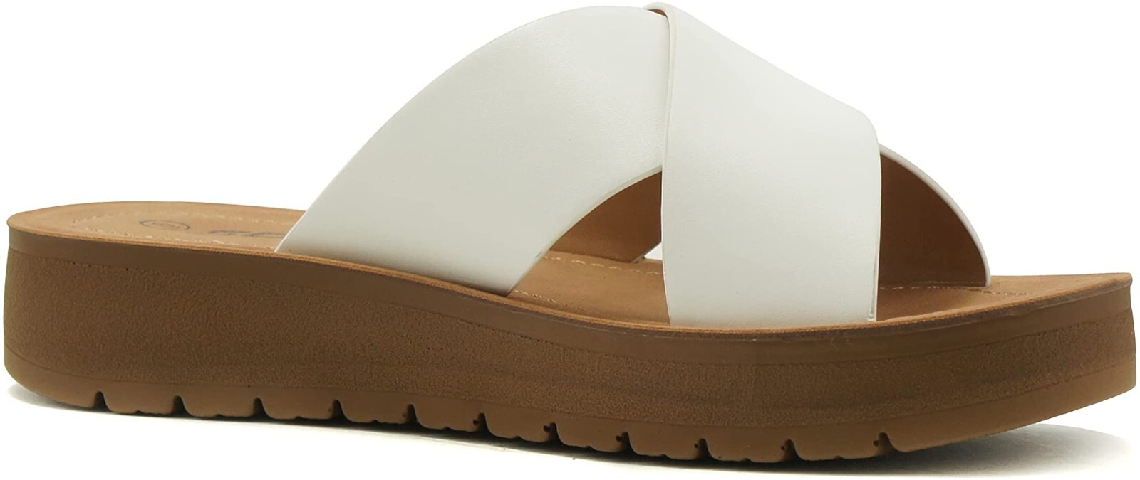 Soda Shoes Women Sandals Crisscross Strap Band Flatform Platform White LUCY-S
