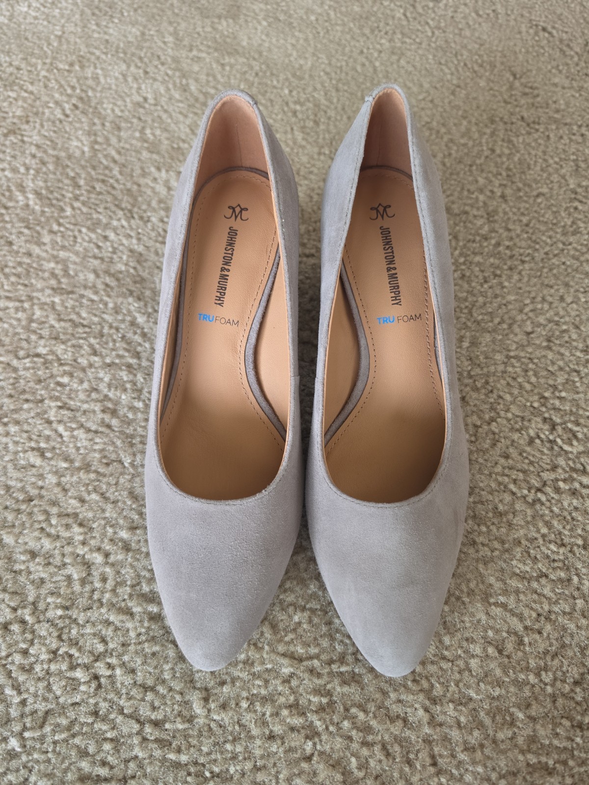 Johnston & Murphy Womens Vicki Suede Block Heel Pumps Beige Size 6.5 NEW