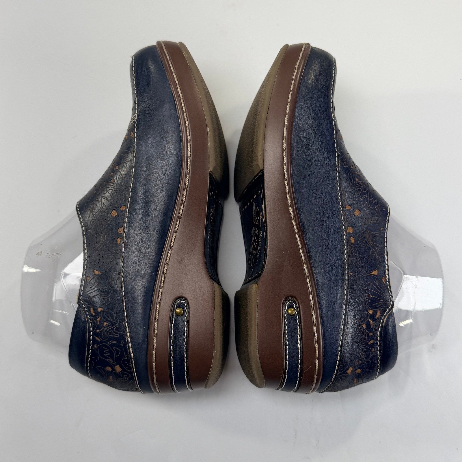 Spring Step L’Artiste Burbank Clogs Womens 37/6.5-7 Blue Floral Leather Slip On