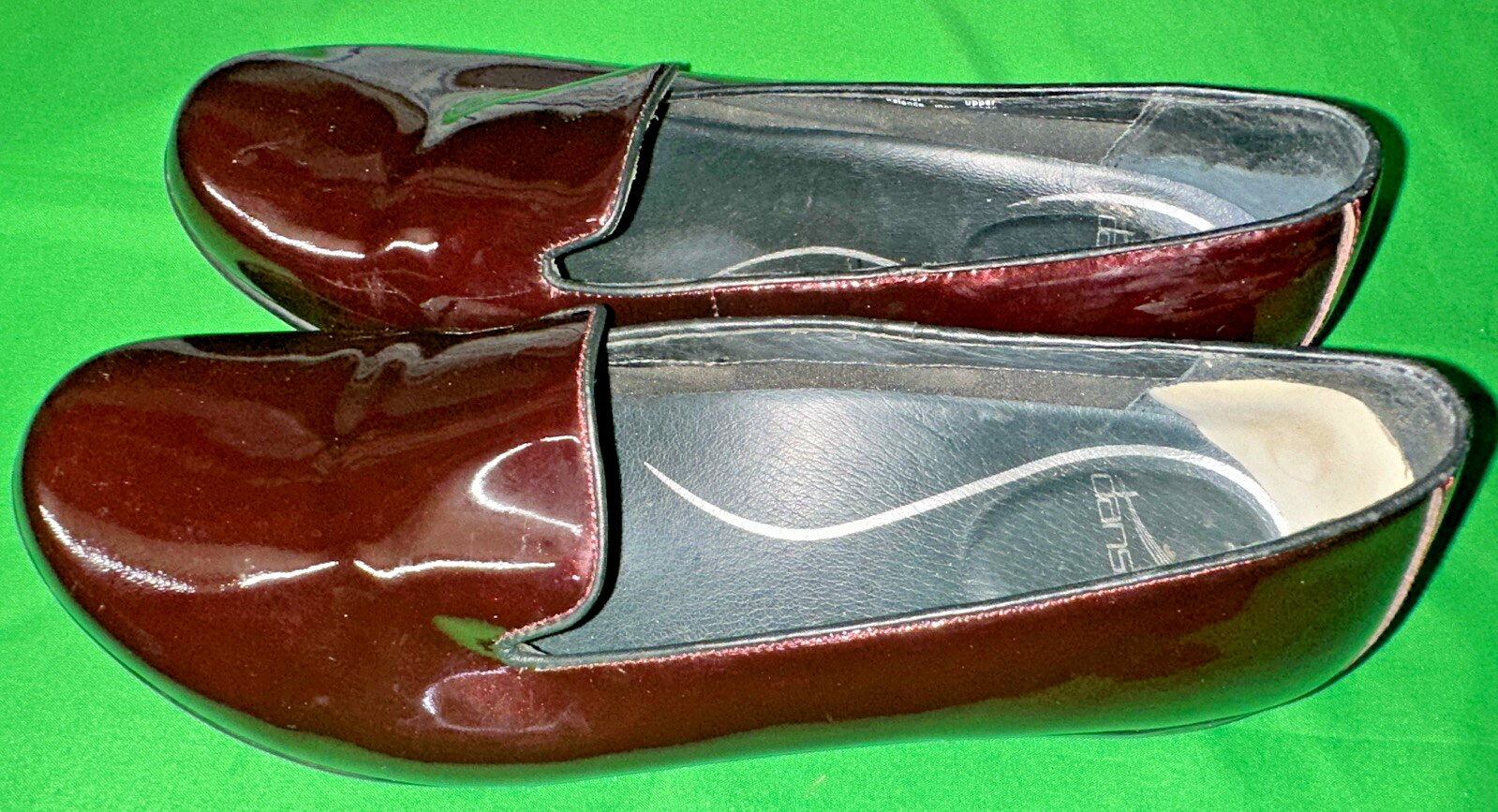 Dansko Olivia Cherry Red Patent Leather Loafer Shoes Sz 7.5 Dressy Unique Color