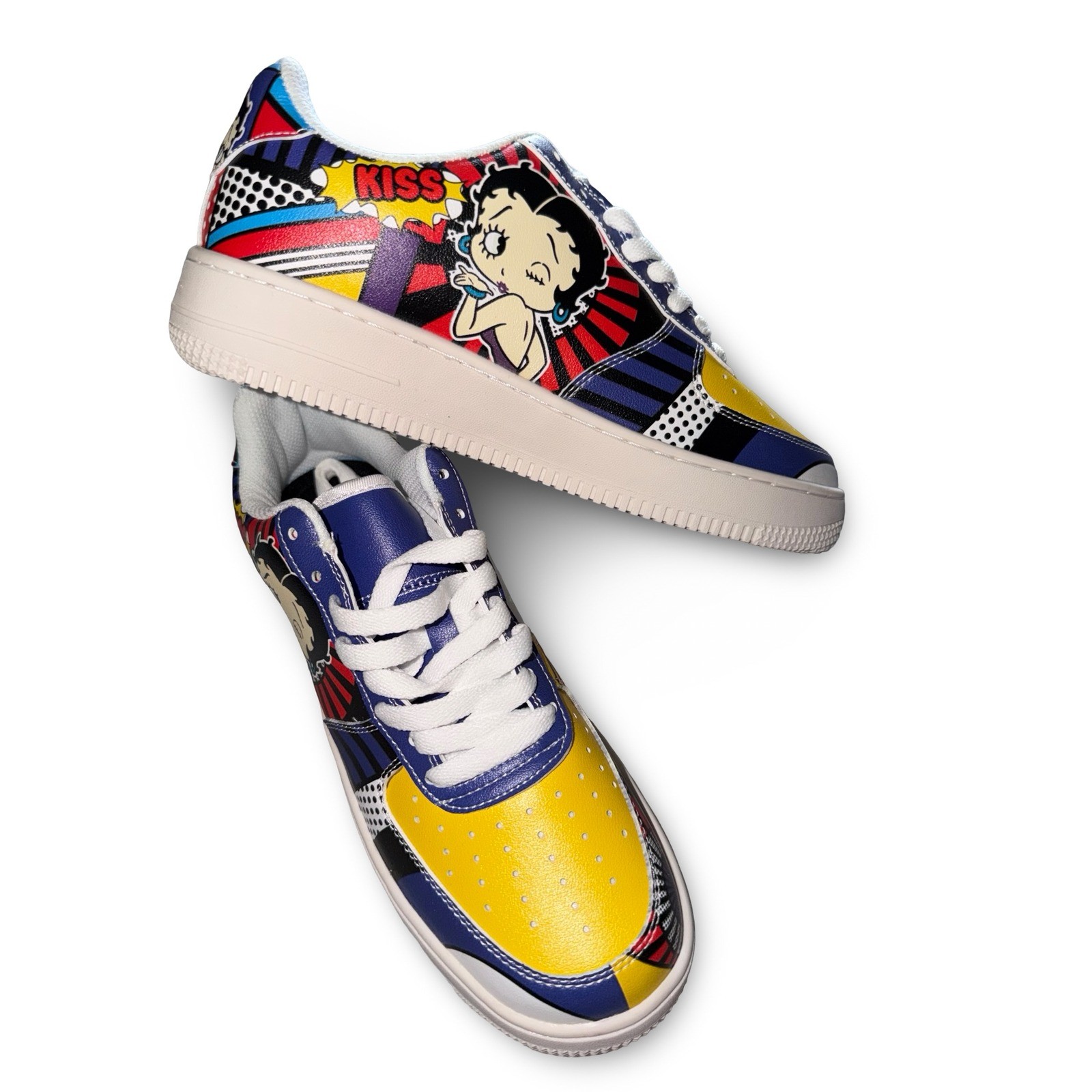 Betty Boop Pop Art Comic Print Fashion Sneakers Multicolor Women Sz 10.5 NEW