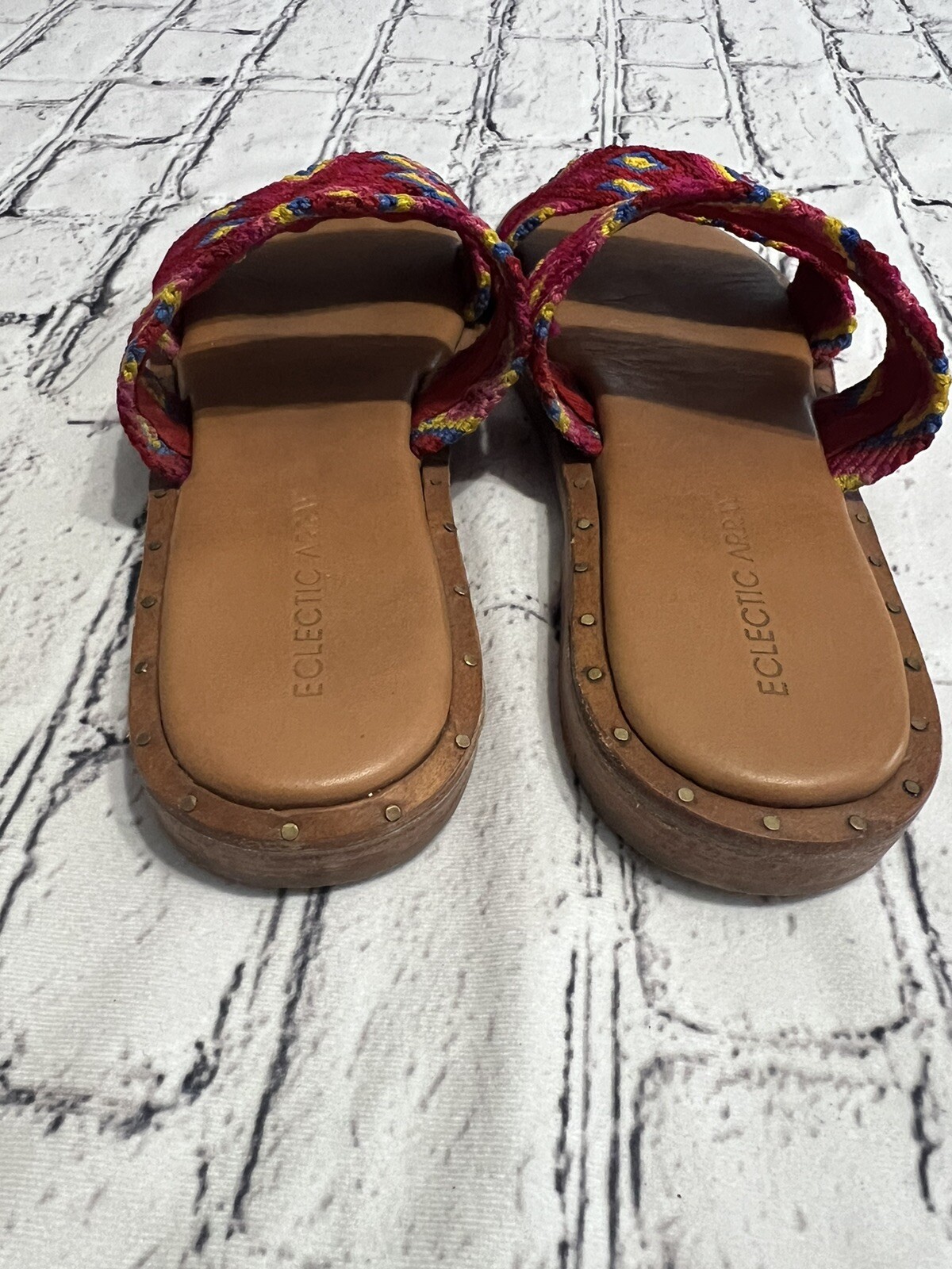 ECLECTIC ARRAY Hasen Woven Bands Mai Tai Sandals Size US 8/EURO 38