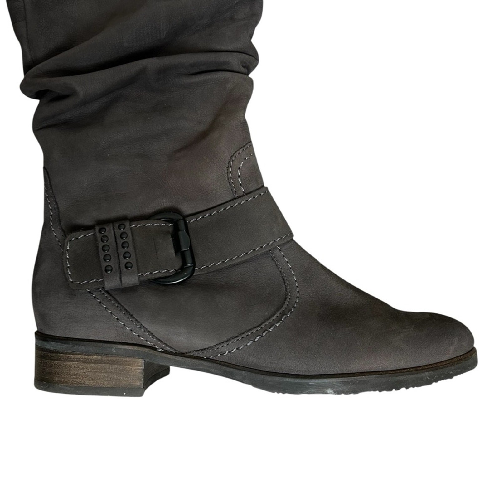 Gabor Nubuk Soft Tall Boots Grey (Brown) SZ 7.5 German Design Made in Portugal